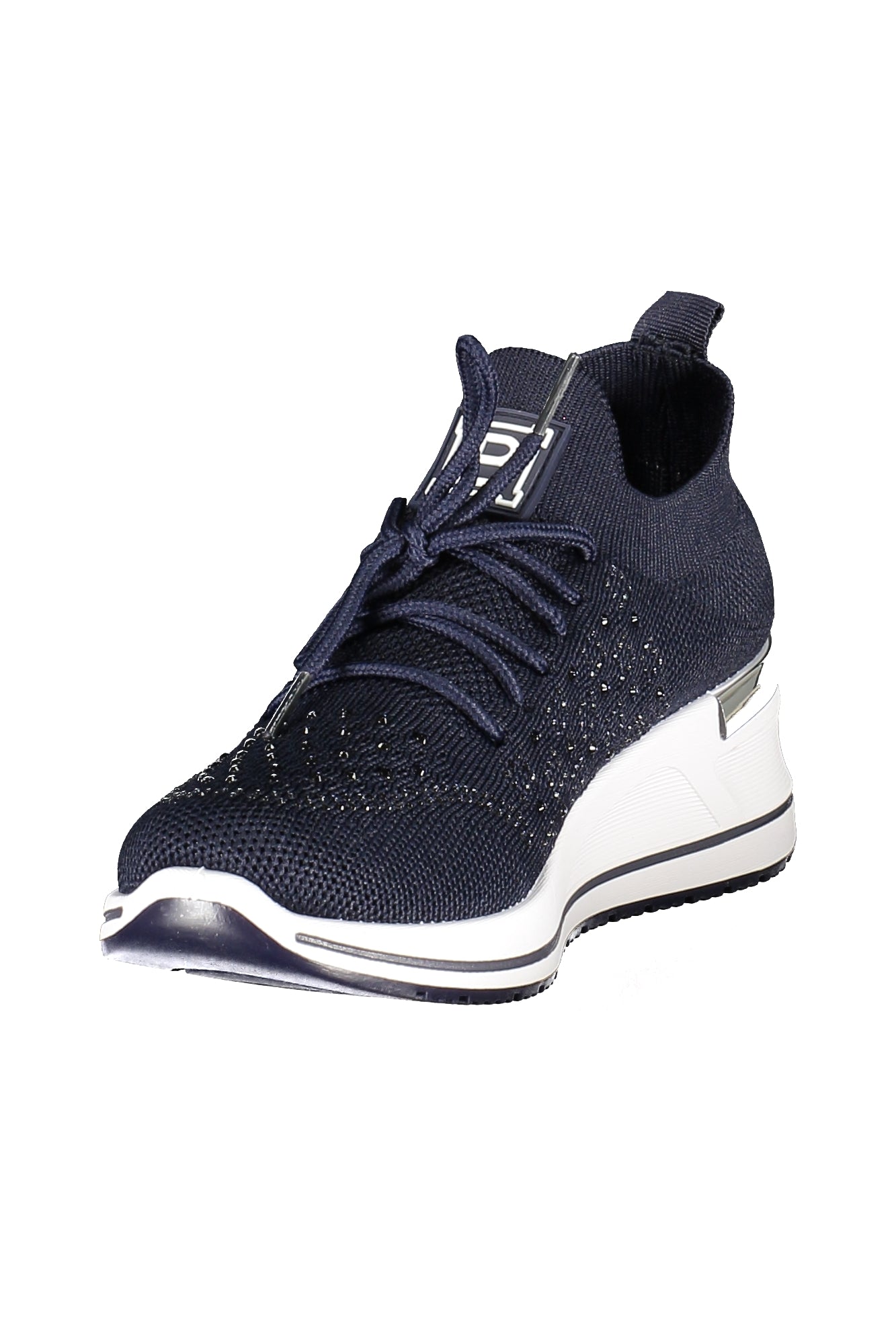 Laura Biagiotti Damen-Sneaker Weiss – Sportschuhe mit Strassapplikationen für Frühjahr/Sommer Blau
