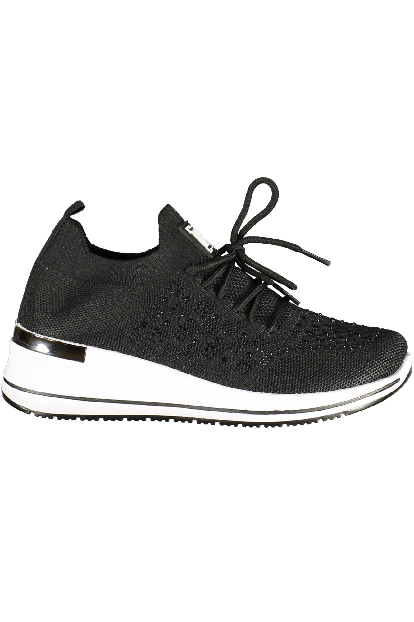 Laura Biagiotti Damen-Sneaker Weiss – Sportschuhe mit Strassapplikationen für Frühjahr/Sommer Schwarz