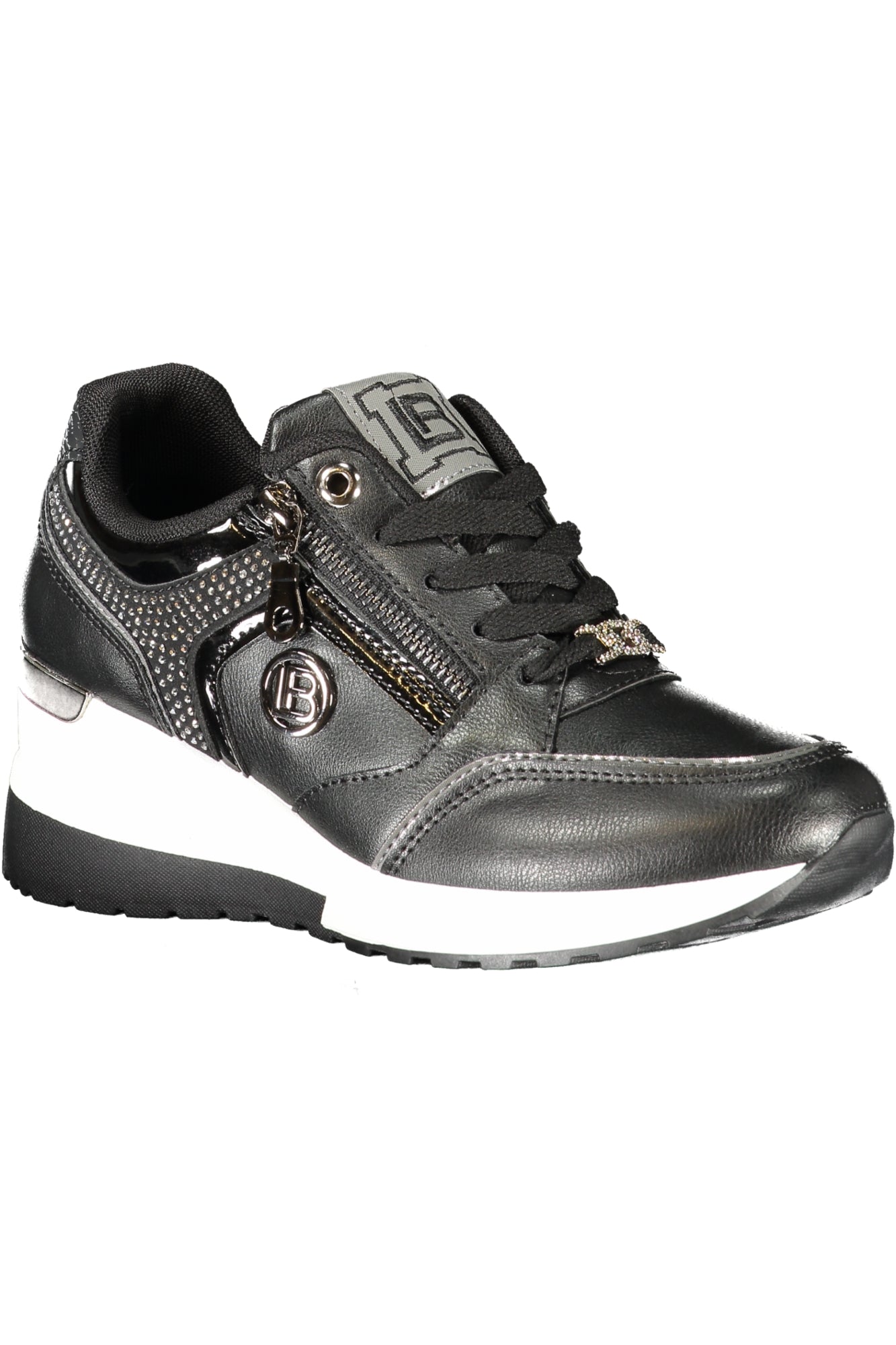 Laura Biagiotti Sneaker Damen – Schwarze Sportschuhe mit Strass-Applikation & Plateau Zweitbild