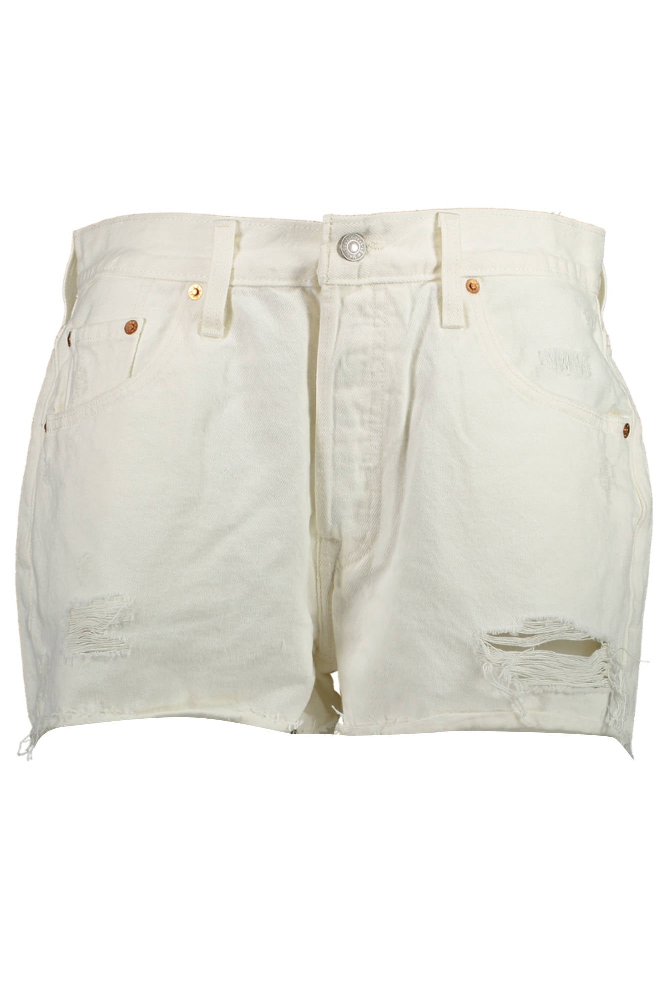 LEVI'S 501 Jeans Shorts Damen – Weiße Denim Shorts mit Used-Effekt | soulluna.de Weiß
