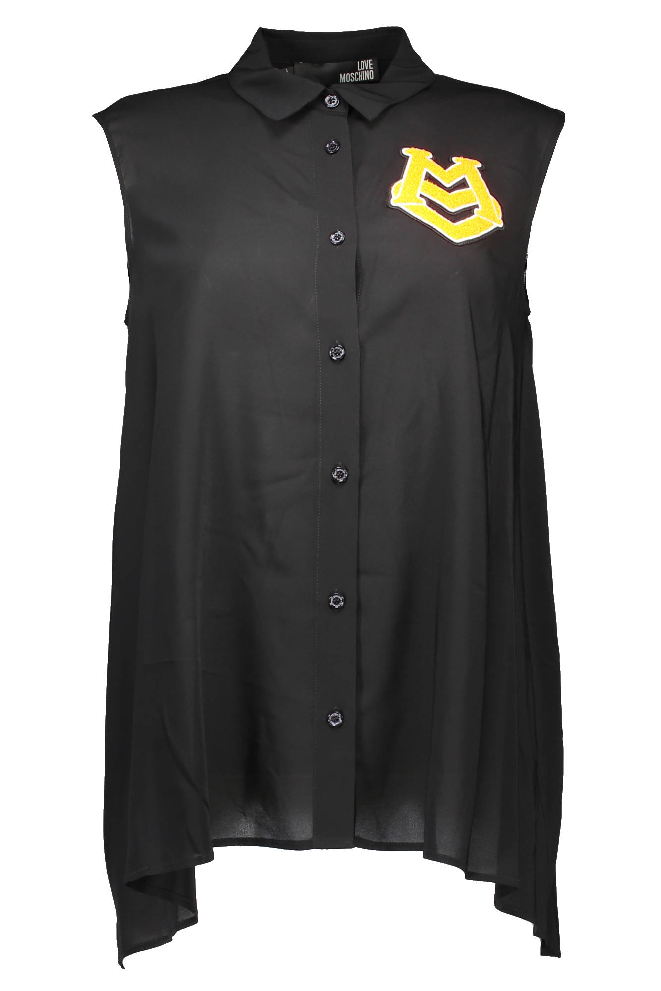 LOVE MOSCHINO Ärmelloses Hemd Damen – Schwarzes Sommerhemd mit Logo-Applikation Schwarz