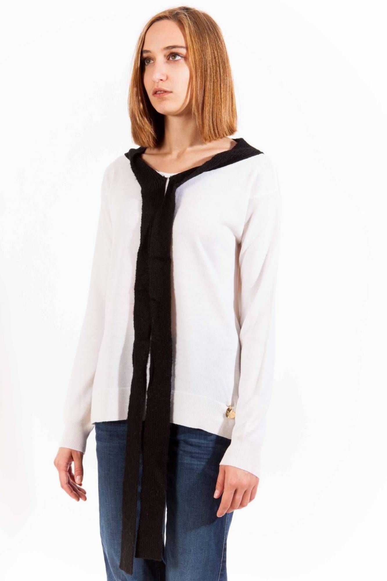 LOVE MOSCHINO Damen-Sweater weiß – Woll-Blend Pullover für Herbst/Winter Weiß