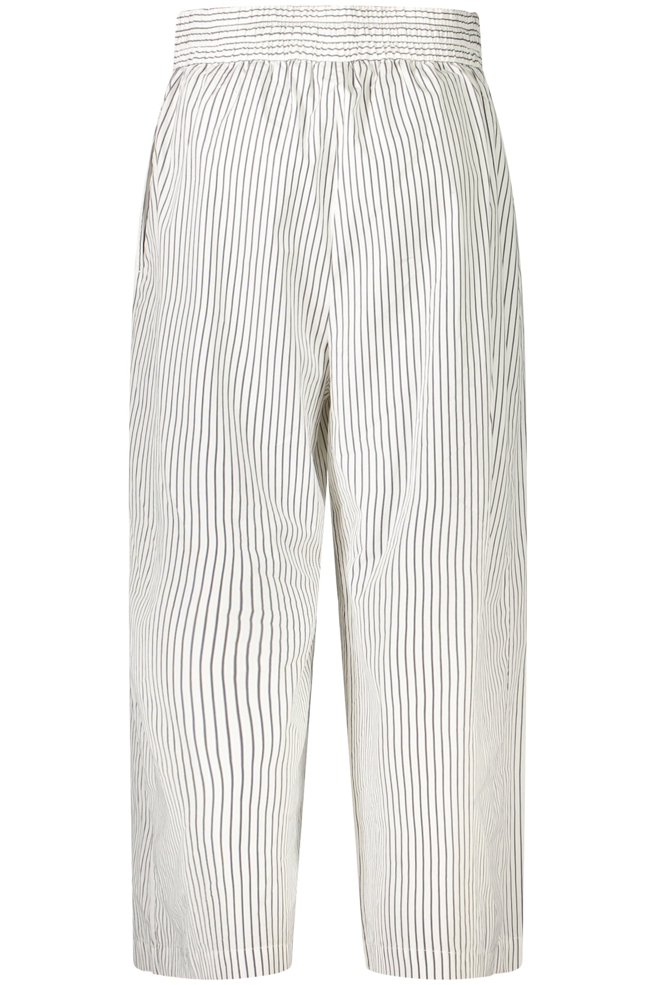MAXMARA Damen Hose Weiß – Gestreifte Sommerhose mit elastischem Bund | soulluna.de Weiß
