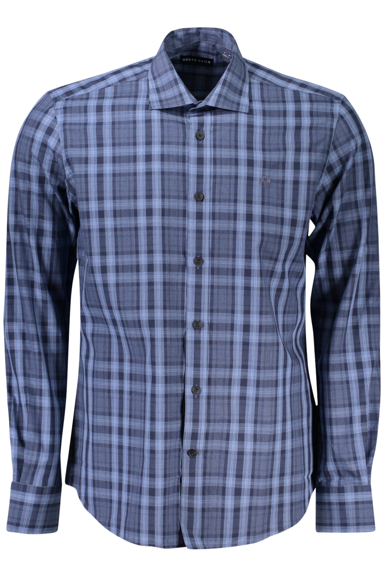 NORTH SAILS Langarmshirt Herren Blau – Tartan Design mit französischem Kragen Hellblau Hauptbild