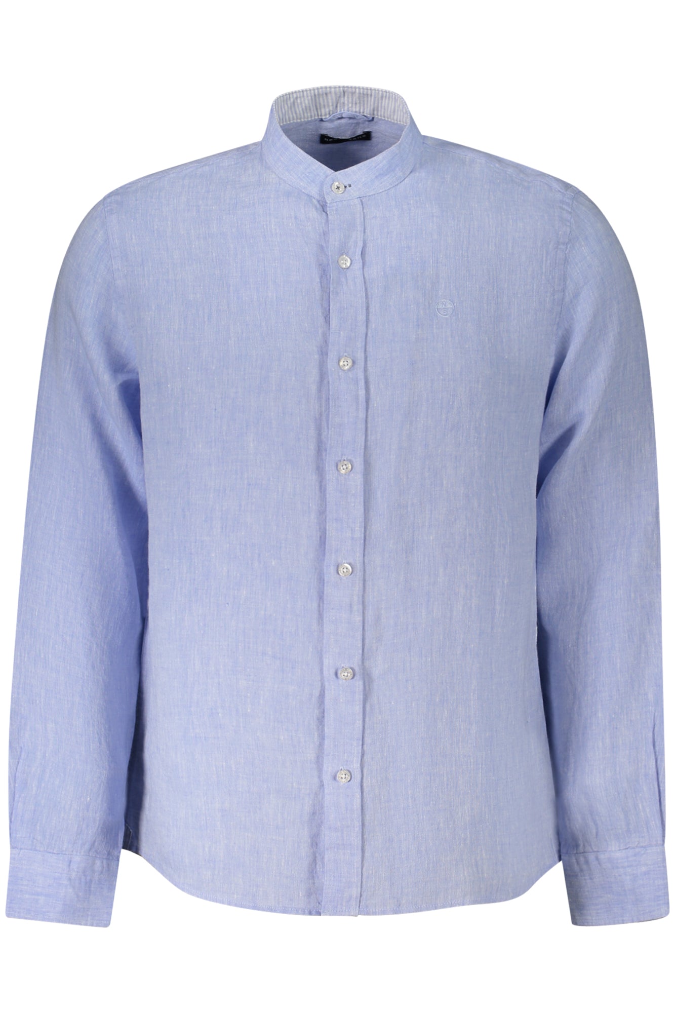 NORTH SAILS Langarmshirt Herren Weiss – Koreanischer Kragen aus 100% Lino Hellblau
