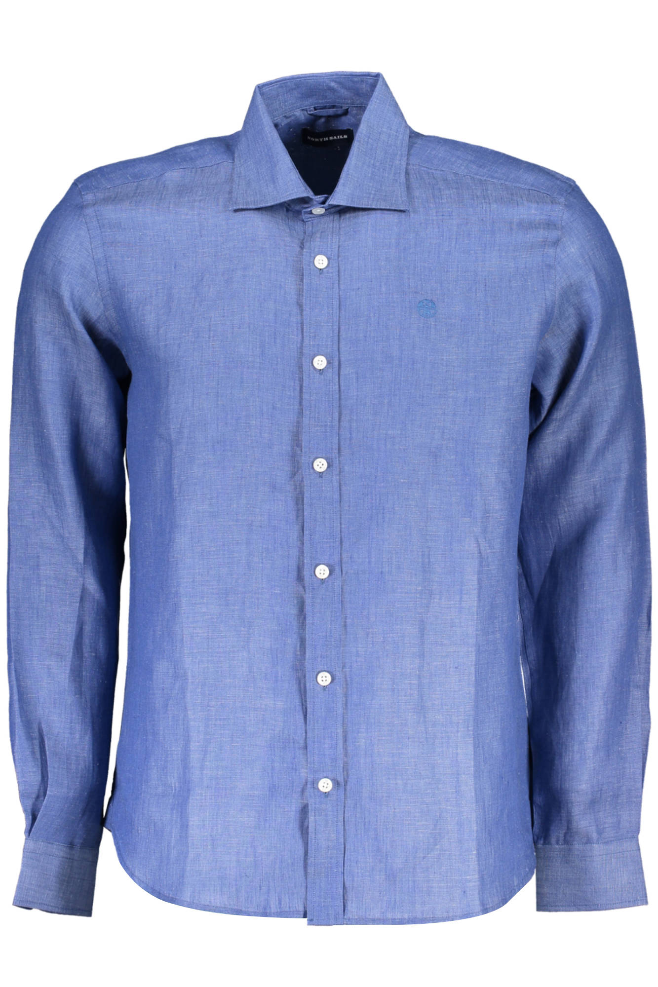 NORTH SAILS Langarmshirt Herren Blau – Italienischer Kragen aus 100% Leinen Blau Hauptbild