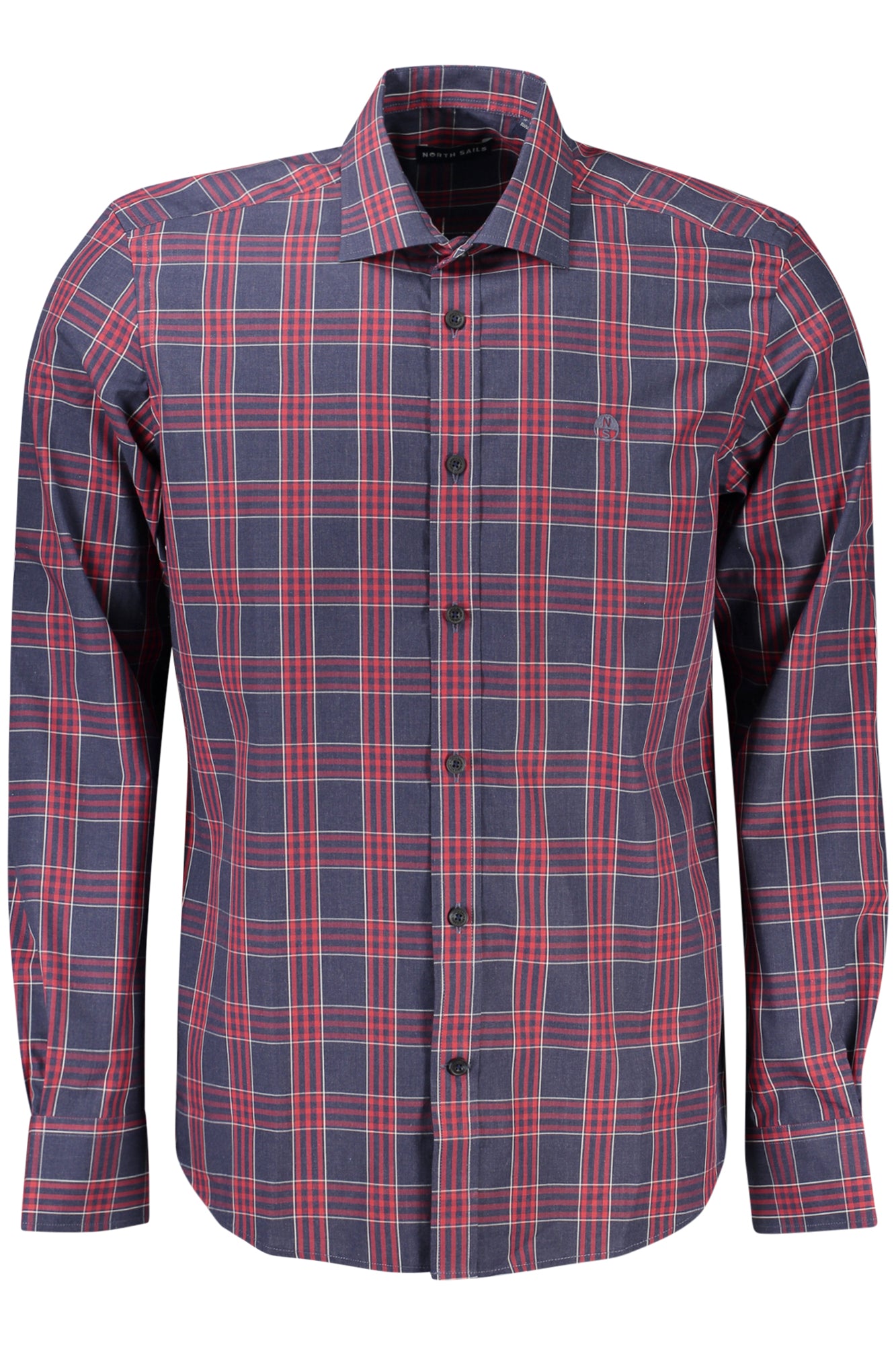 NORTH SAILS Langarmshirt Herren Blau – Tartan Design mit französischem Kragen Blau