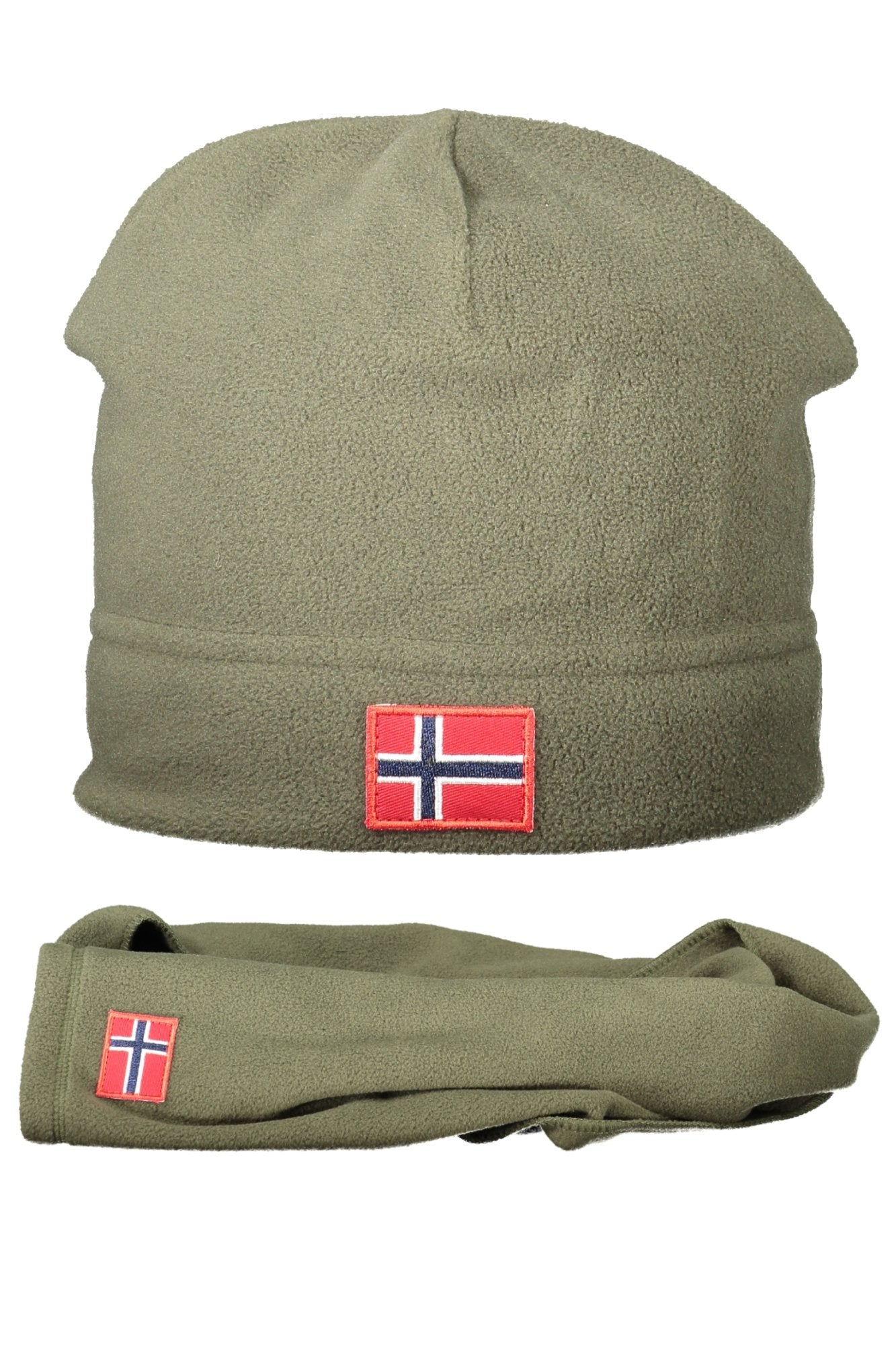 NORWAY 1963 Fleece-Mütze Herren – Warme Wintermütze mit Logo-Applikation Grün
