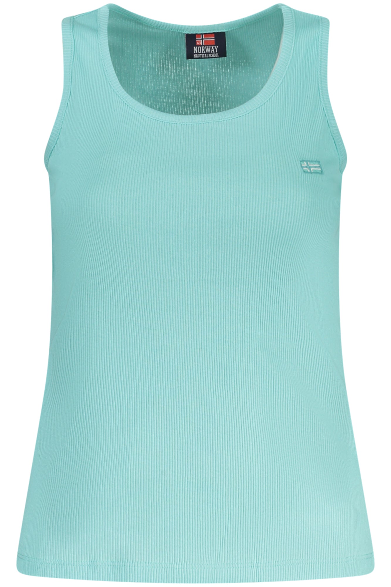 NORWAY 1963 Tank Top Damen – Schwarzes Baumwoll-Top mit Stickerei für Sommer Hellblau
