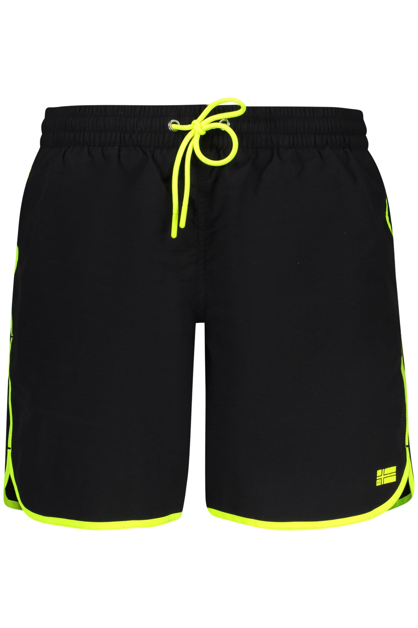 NORWAY 1963 Badeboxer Herren – Grüner Mann Print mit Kontrastdetails Schwarz