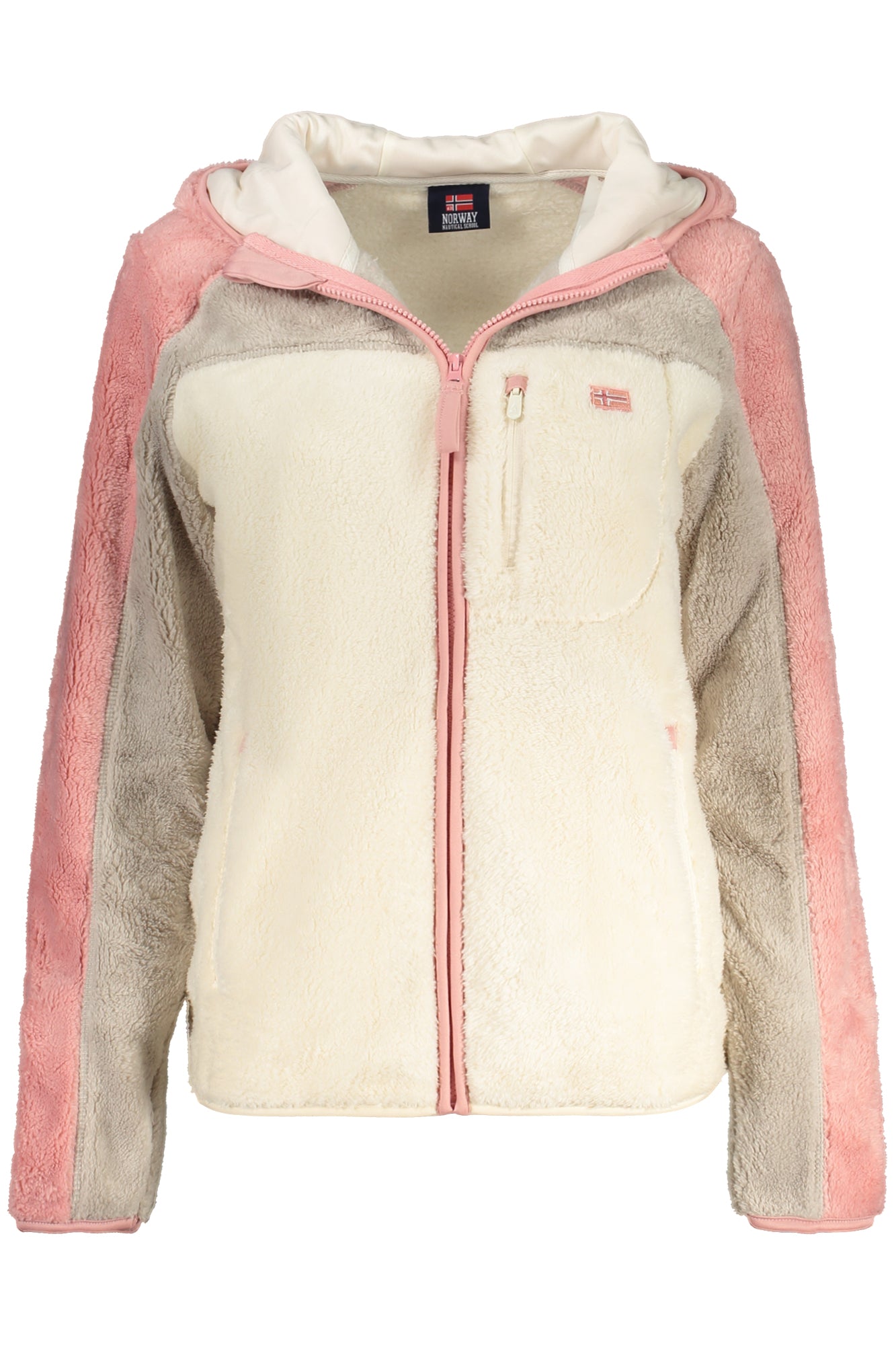 NORWAY 1963 Sweatshirt Damen mit Reißverschluss – Rosa Hoodie für Herbst/Winter Weiß