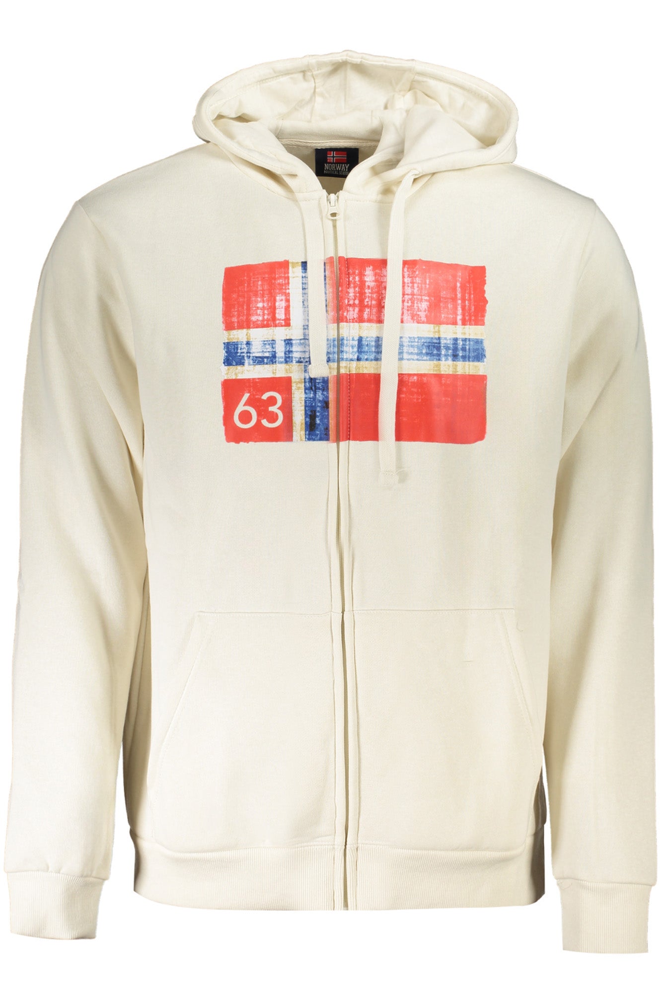 NORWAY 1963 Sweatshirt Herren mit Reißverschluss – Weißes Kapuzenpullover für Herbst/Winter Weiß