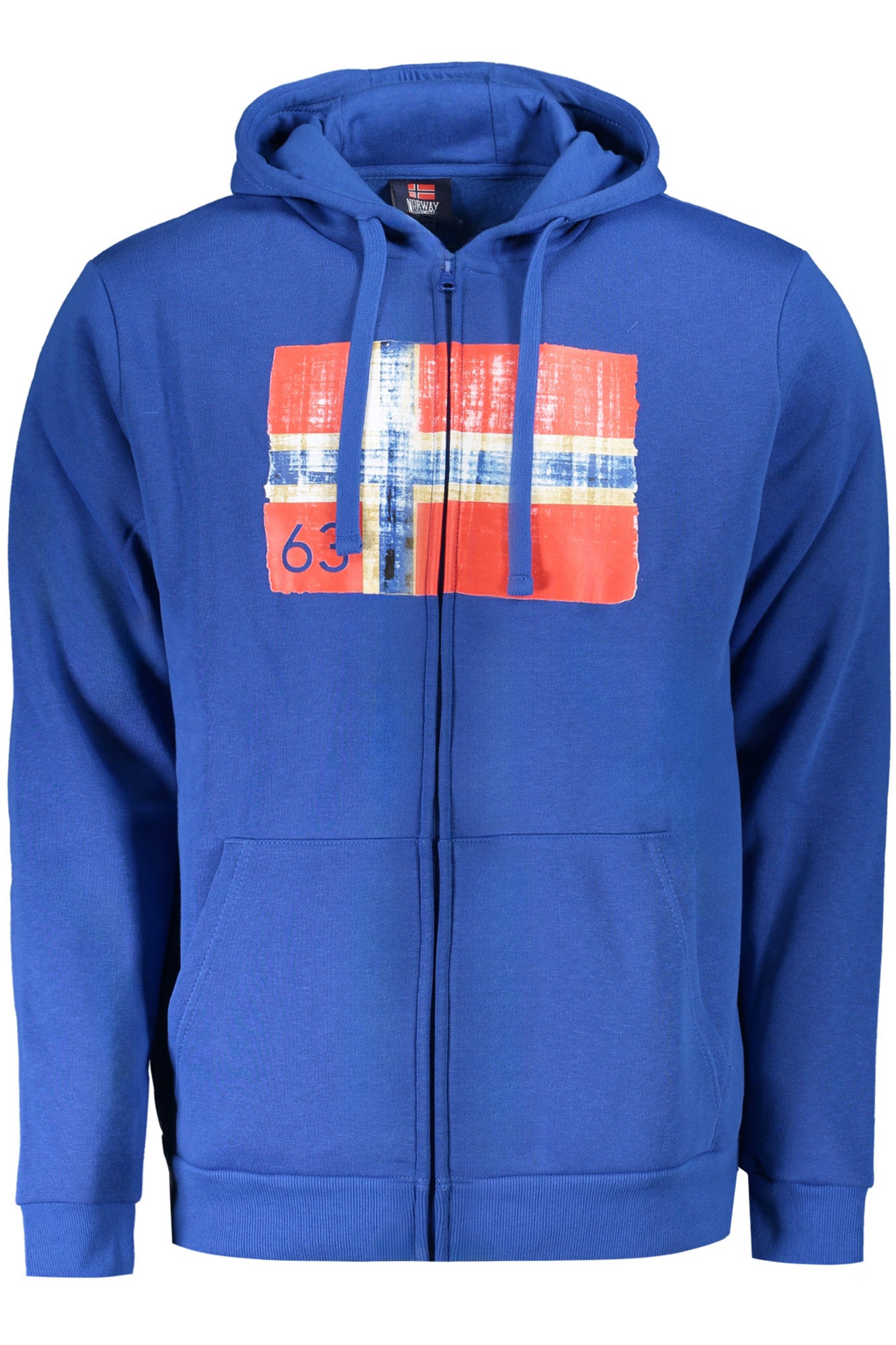 NORWAY 1963 Sweatshirt Herren mit Reißverschluss – Weißes Kapuzenpullover für Herbst/Winter Blau