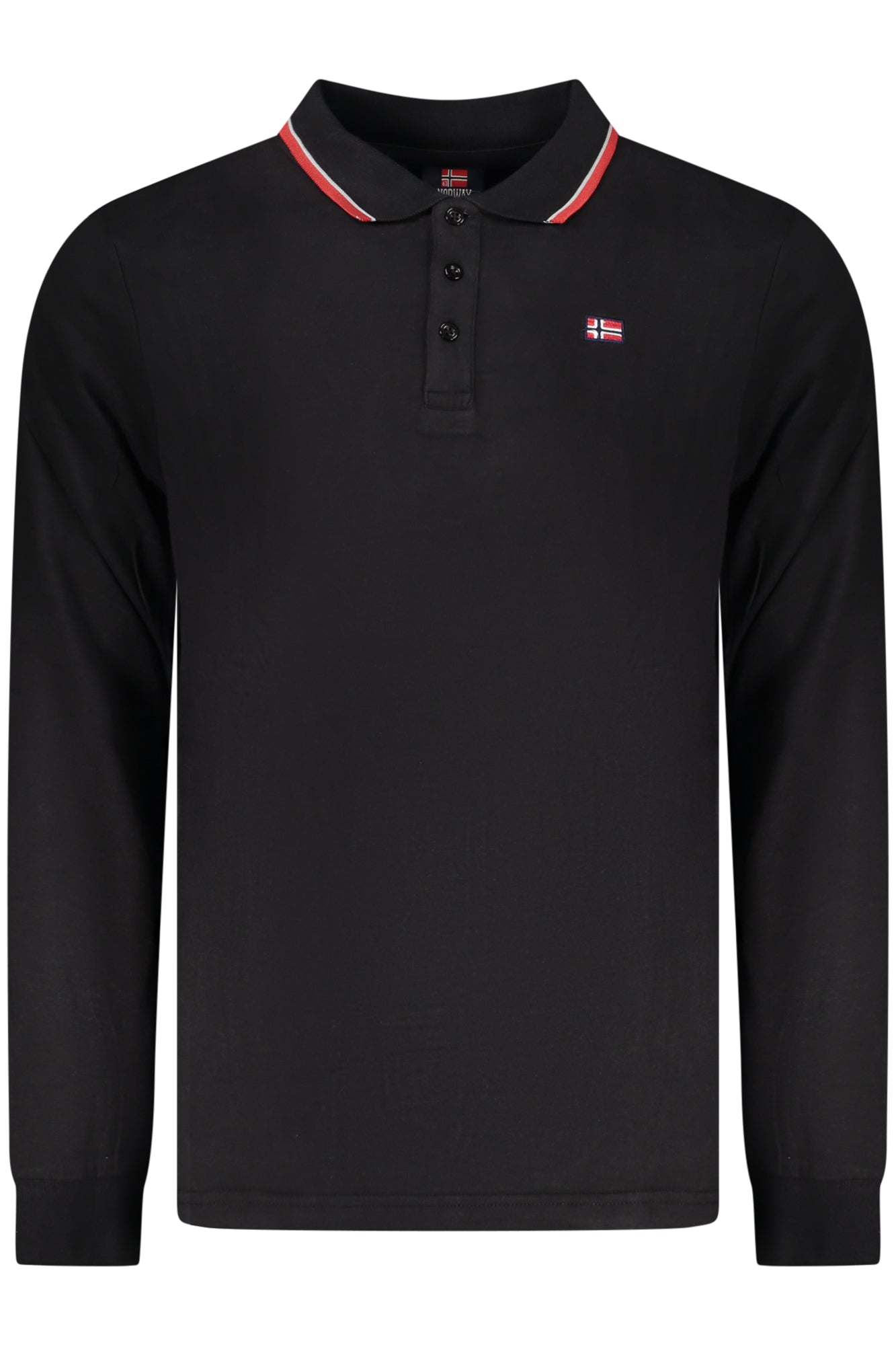 NORWAY 1963 Poloshirt Herren Langarm – Weiß mit Kontrastdetails | soulluna.de Schwarz