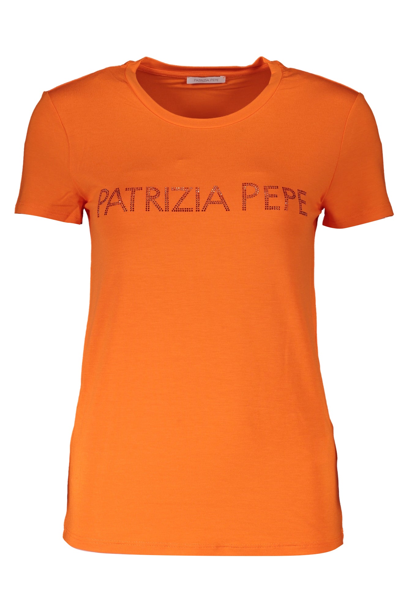 PATRIZIA PEPE Damen T-Shirt Weiß – Kurzarm mit Strass-Applikation | soulluna.de Orange