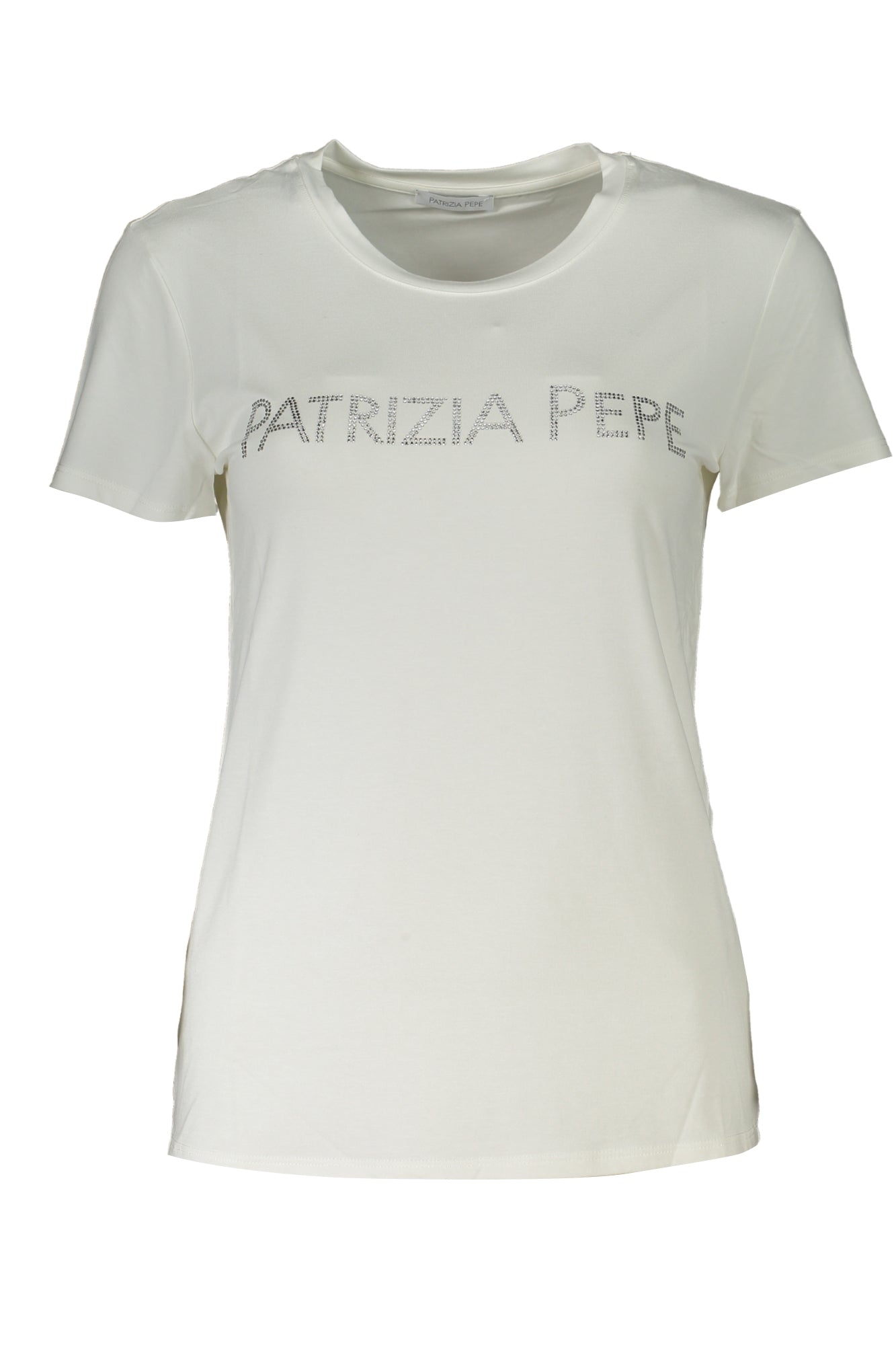 PATRIZIA PEPE Damen T-Shirt Weiß – Kurzarm mit Strass-Applikation | soulluna.de Weiß Hauptbild