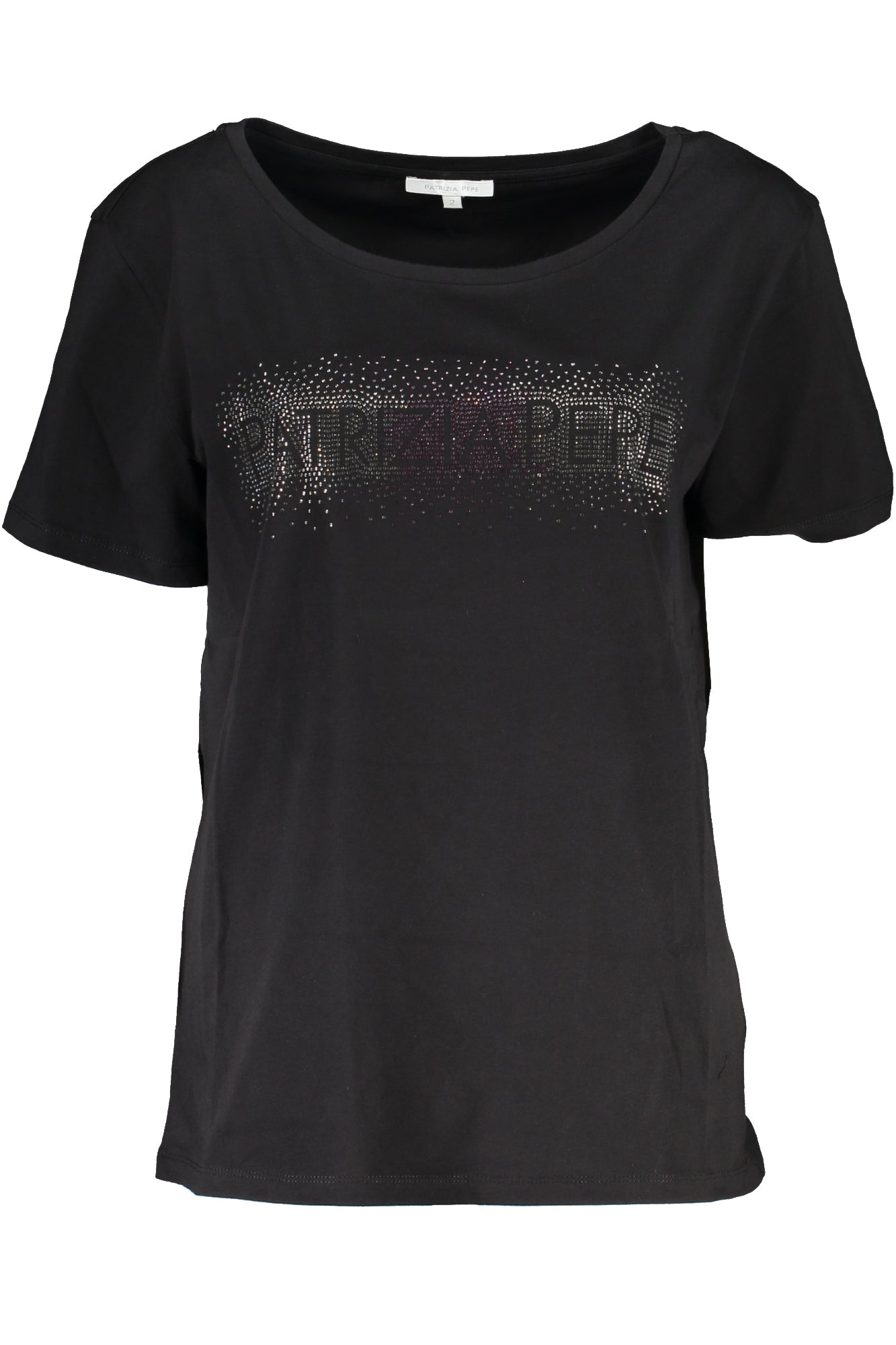 PATRIZIA PEPE Damen T-Shirt Schwarz – Kurzarm mit Weithals-Ausschnitt | soulluna.de Schwarz Hauptbild