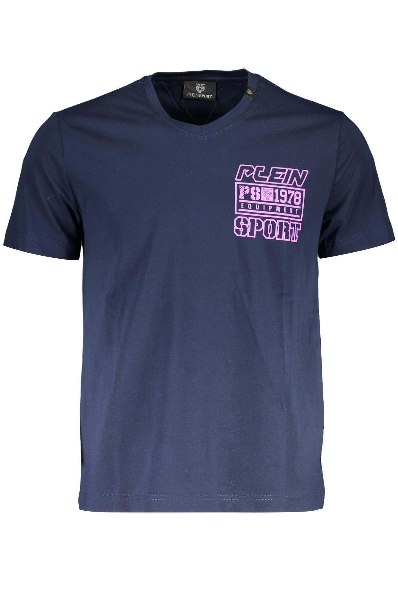 PLEIN SPORT Kurzarm T-Shirt Herren Grau – V-Ausschnitt mit Logo | soulluna.de Blau