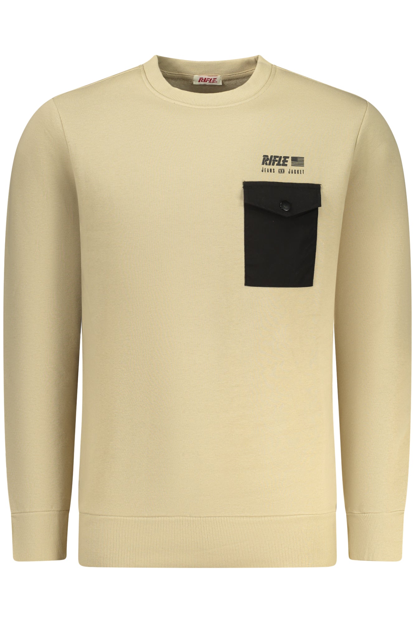 RIFLE Sweatshirt Herren mit Reißverschluss – Beiges Langarmshirt für Herbst/Winter Beige