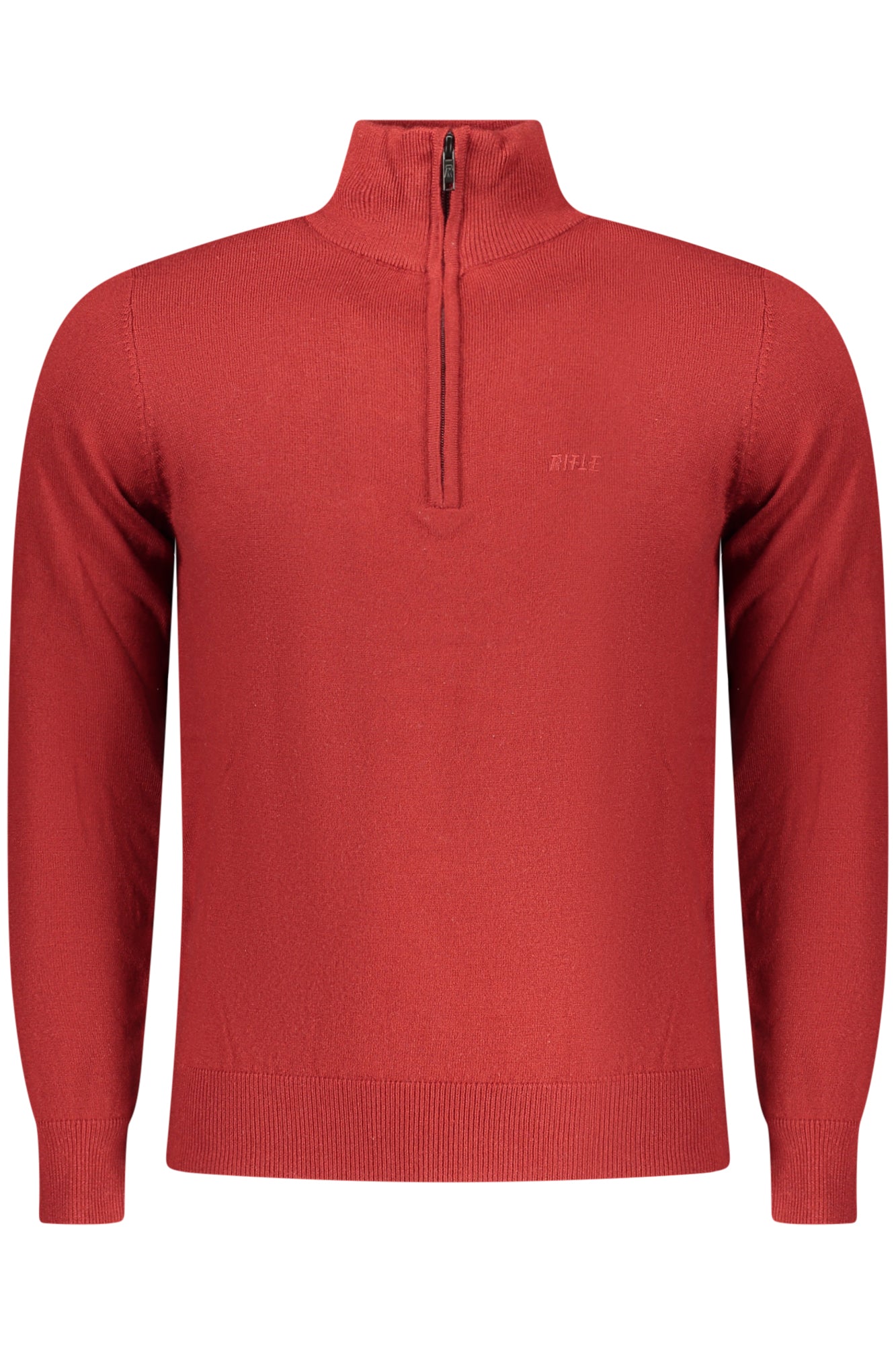 RIFLE Langarmpullover Herren – Blauer Winterpullover mit Stickerei und Reißverschluss Rot