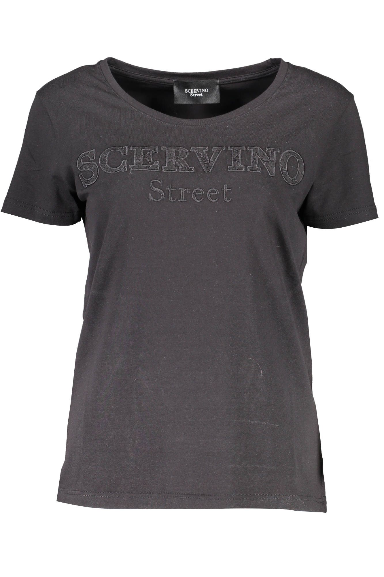 Scervino Street Damen T-Shirt Schwarz – Italienisches Kurzarm-Shirt mit Stickerei Schwarz