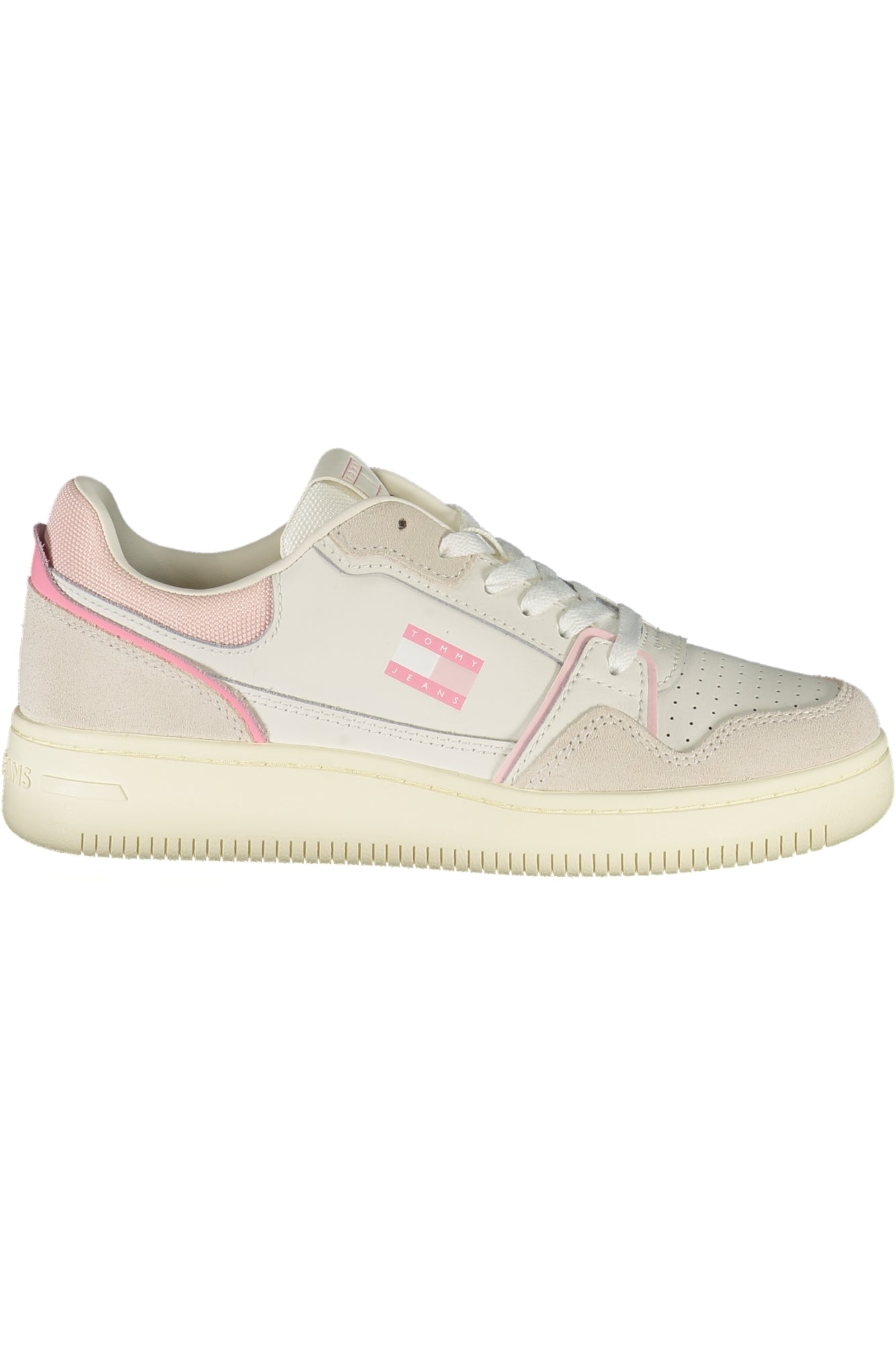 Tommy Hilfiger Sneaker Damen – Weisse Sportschuhe mit pinken Details für Herbst/Winter Weiß Hauptbild