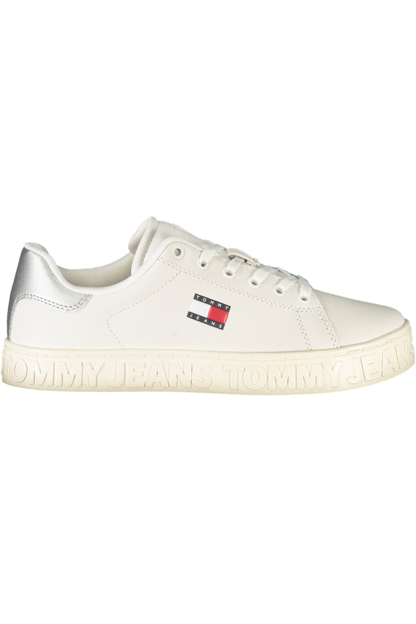 Tommy Hilfiger Sneaker Damen – Weisse Sportschuhe mit silbernen Details für Herbst/Winter Weiß