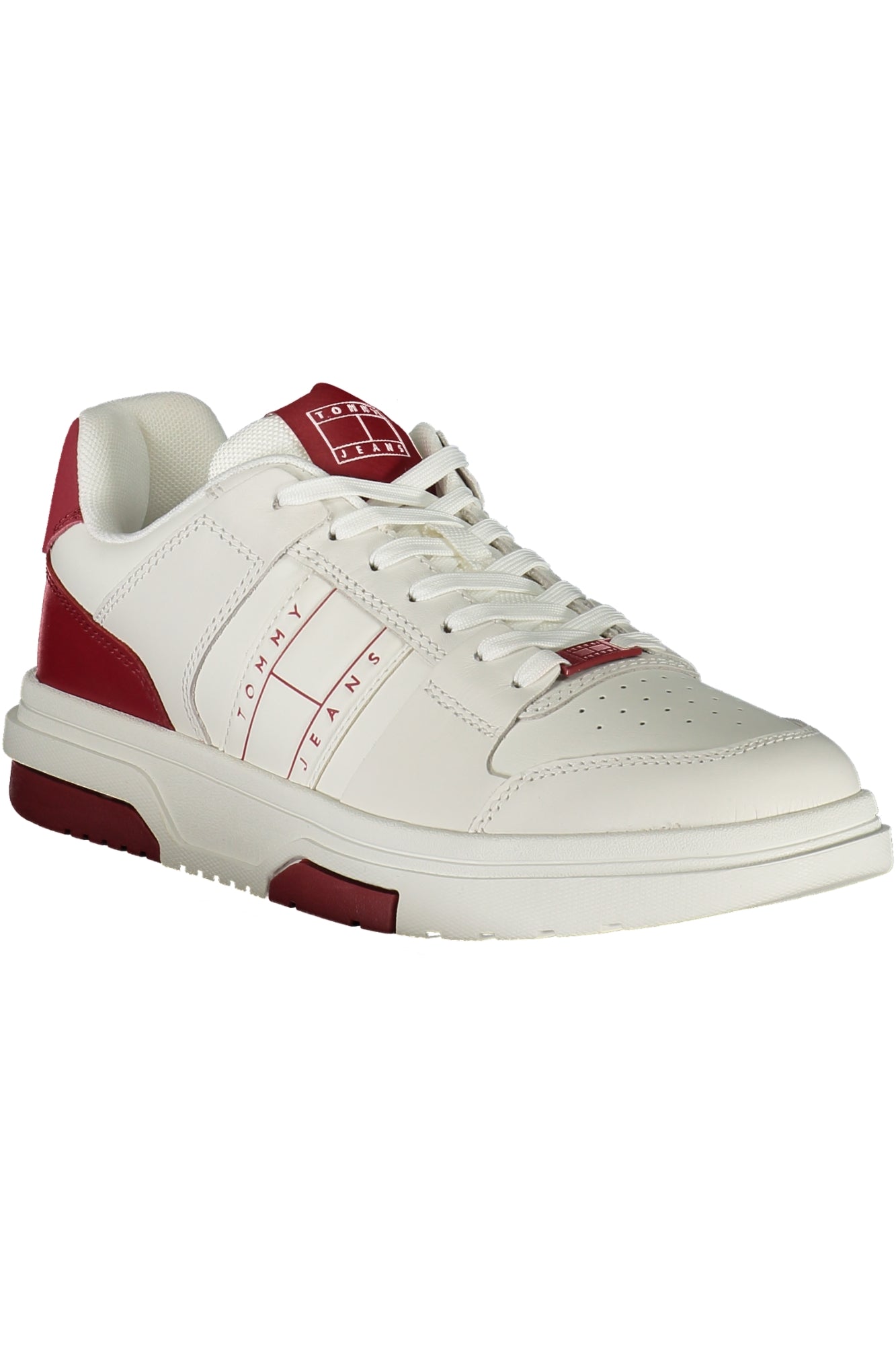 Tommy Hilfiger Herren Sneaker Weiss – Sportschuhe für Frühjahr/Sommer mit Logo-Detail Rot
