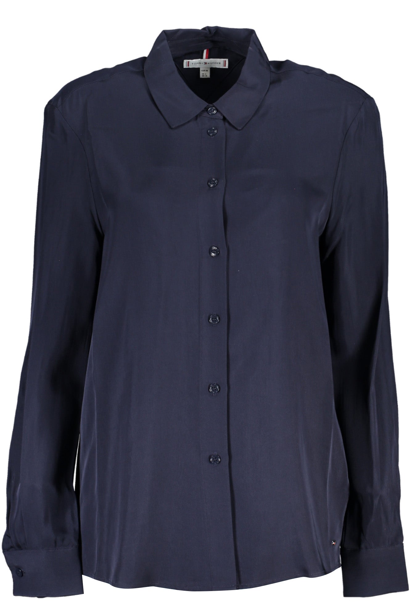 Tommy Hilfiger Damen Langarmhemd Blau – Italienischer Kragen aus Viskose Blau