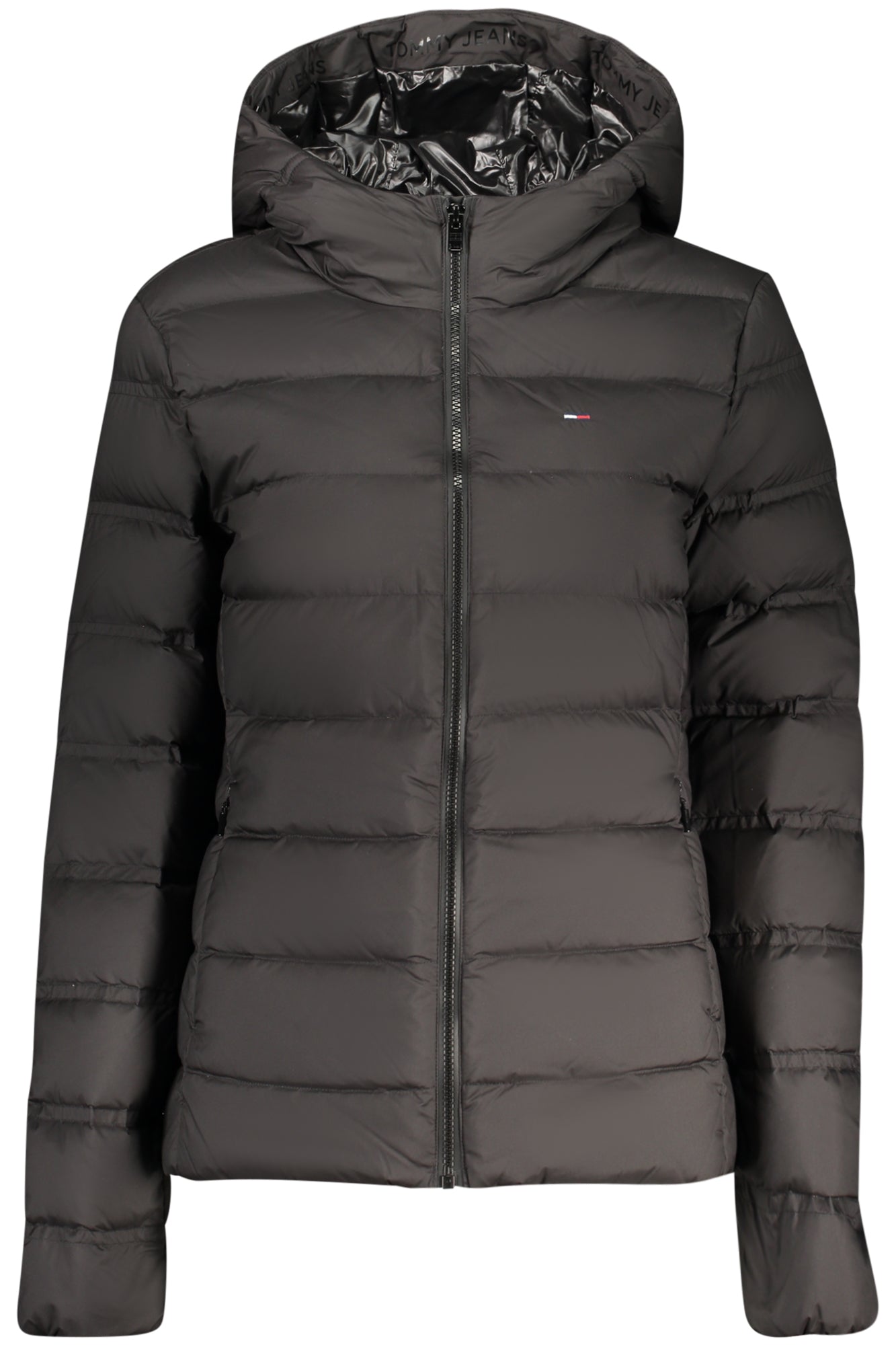 Tommy Hilfiger Damenjacke schwarz – Recycelte Kapuzenjacke für Herbst/Winter Schwarz