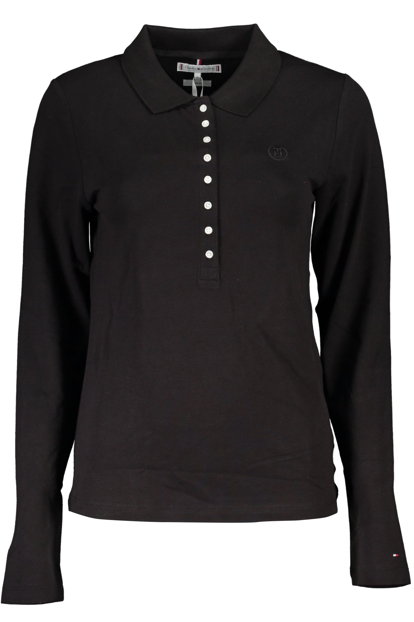 Tommy Hilfiger Damen Poloshirt Schwarz – Slim Fit Langarm für Frühjahr/Sommer Schwarz