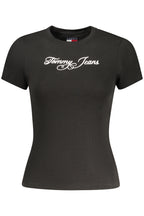 TOMMY HILFIGER DAMEN-T-SHIRT MIT KURZEN ÄRMELN, SCHWARZ
