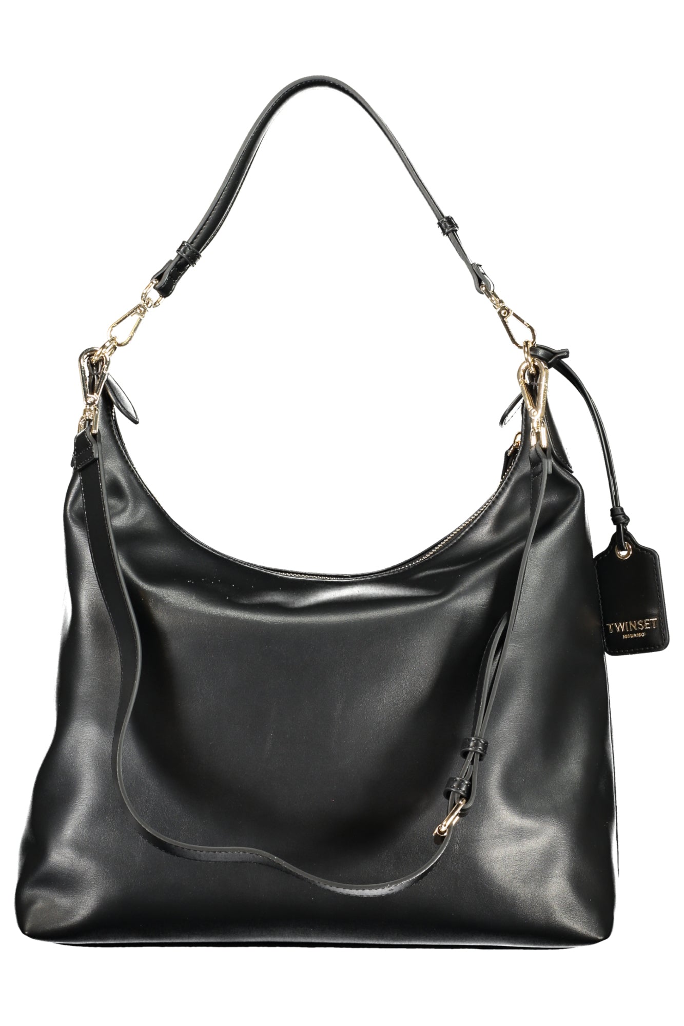 TWINSET Damen-Tasche Hobo Schwarz – Elegante Alltagstasche mit verstellbarem Gurt Schwarz