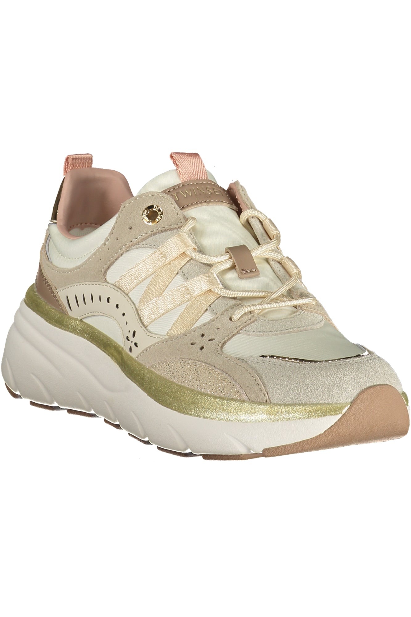 TWINSET Damen-Sportschuhe Beige – Elegante Sneaker mit gold-rosafarbenen Details | soulluna.de Beige