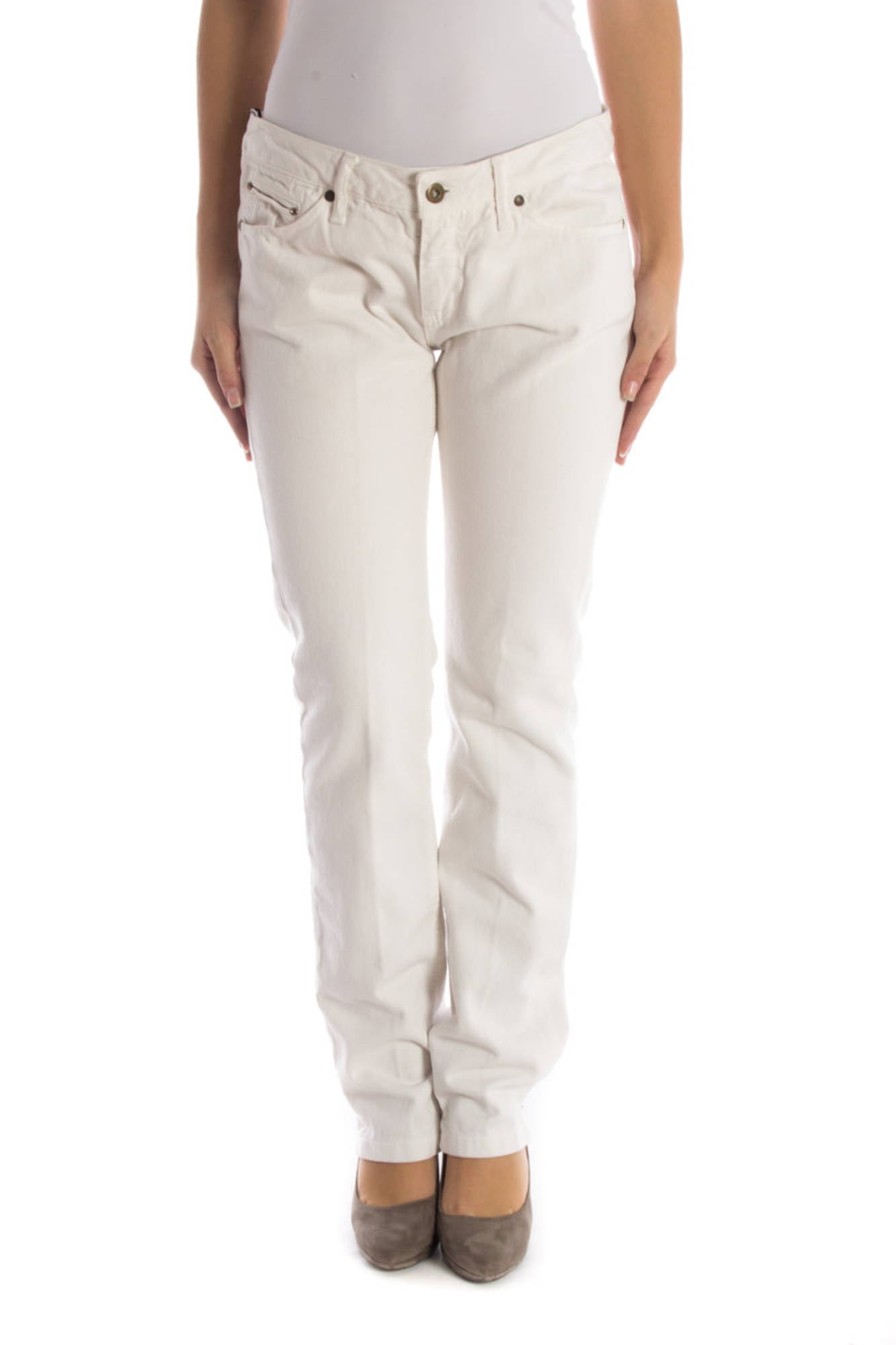 UP STAR Weisse Frauenhose für Damen – 5-Pocket Design aus Italien | soulluna.de Weiß