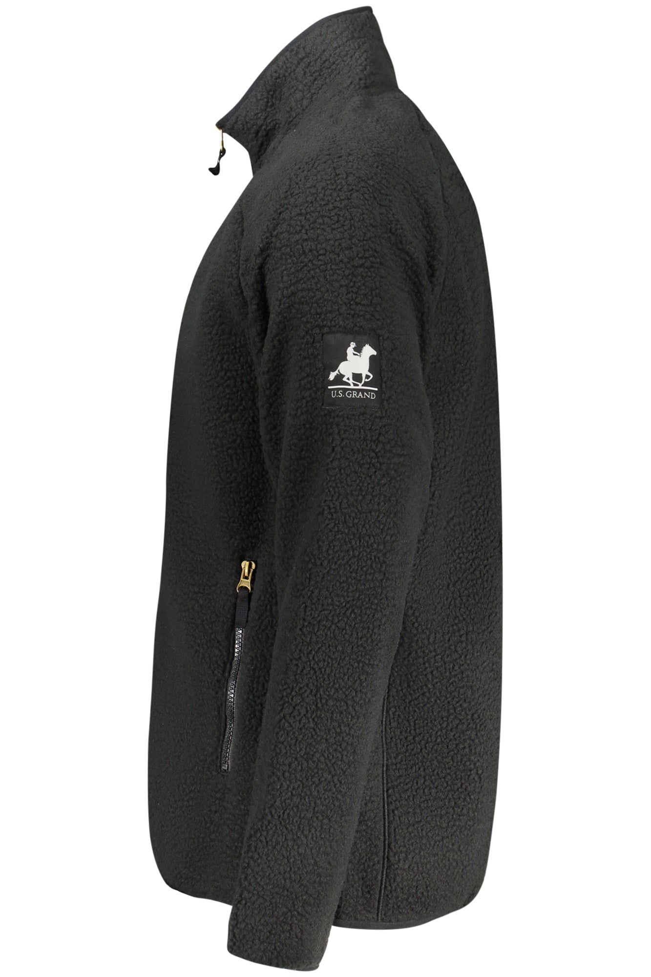 US GRAND Herren-Sweatshirt mit Reißverschluss, schwarz