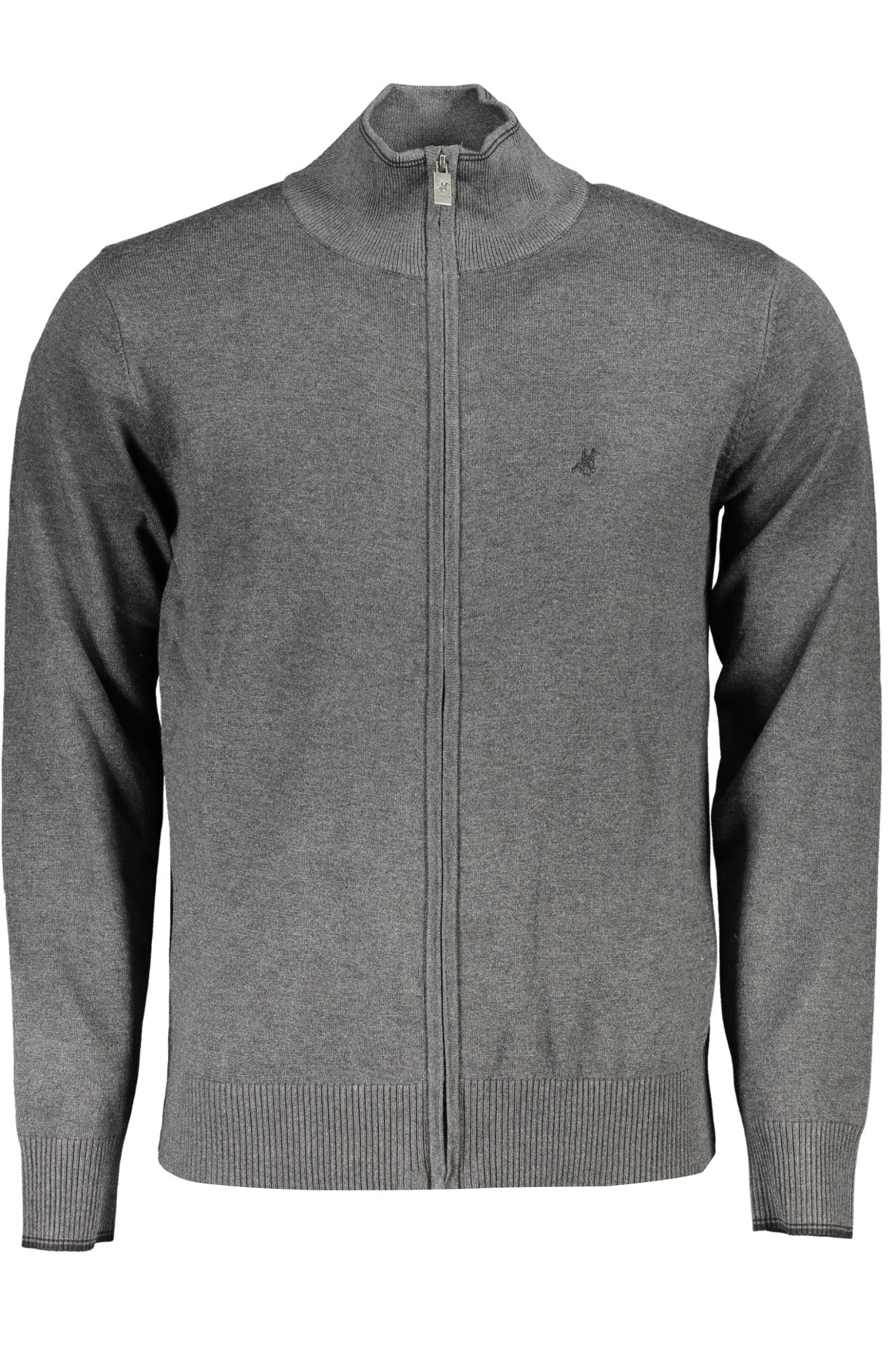 U.S. GRAND Cardigan Herren Schwarz – Strickjacke mit Reißverschluss & Logo-Stickerei Grau