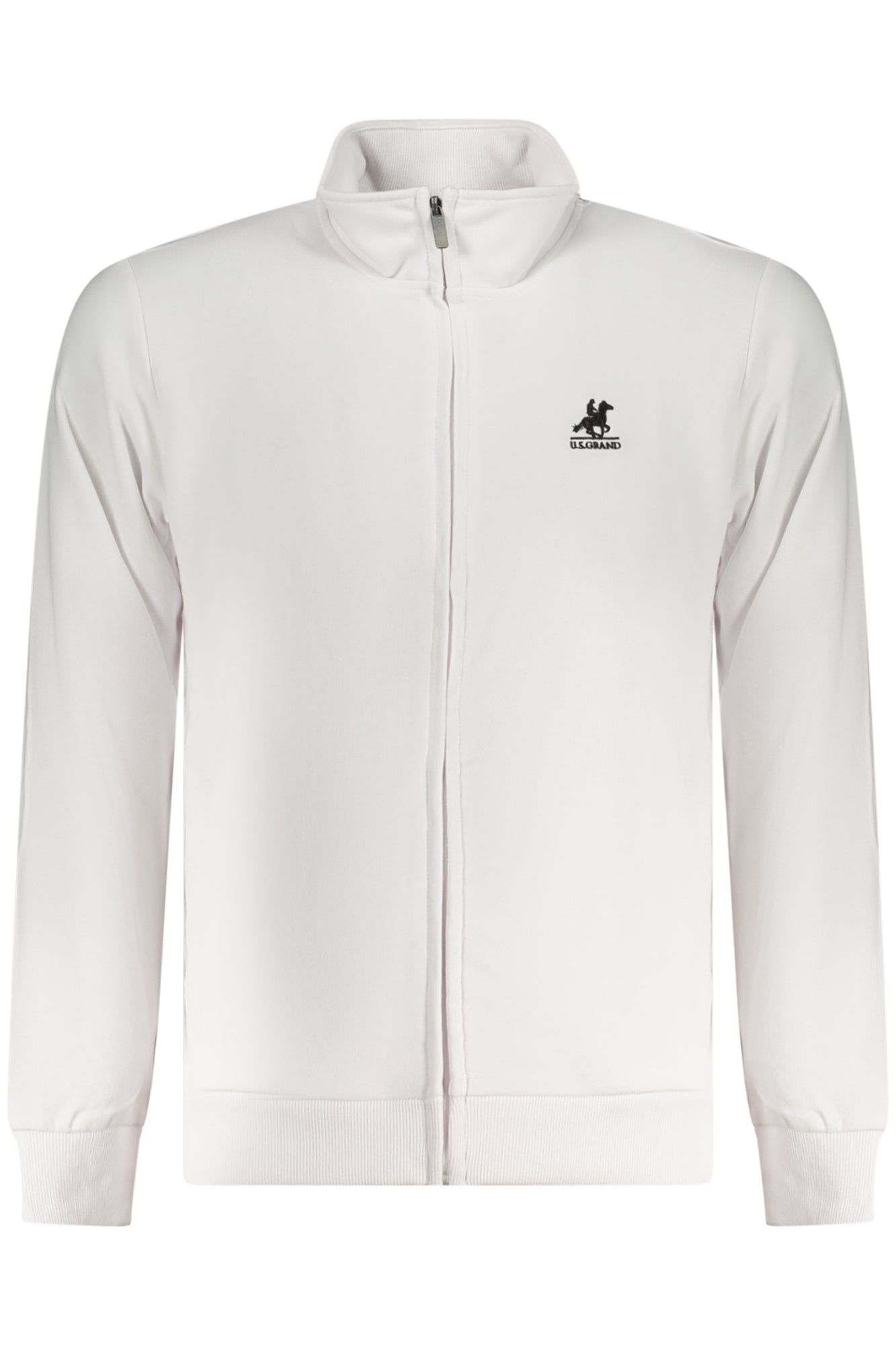 U.S. GRAND Herren-Sweatshirt mit Reißverschluss – Gebürstet & Logo-Stickerei Weiß