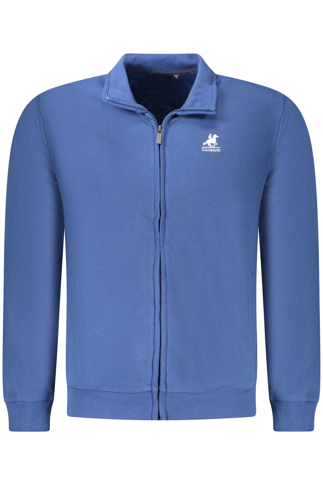 U.S. GRAND Herren-Sweatshirt mit Reißverschluss – Gebürstet & Logo-Stickerei Blau