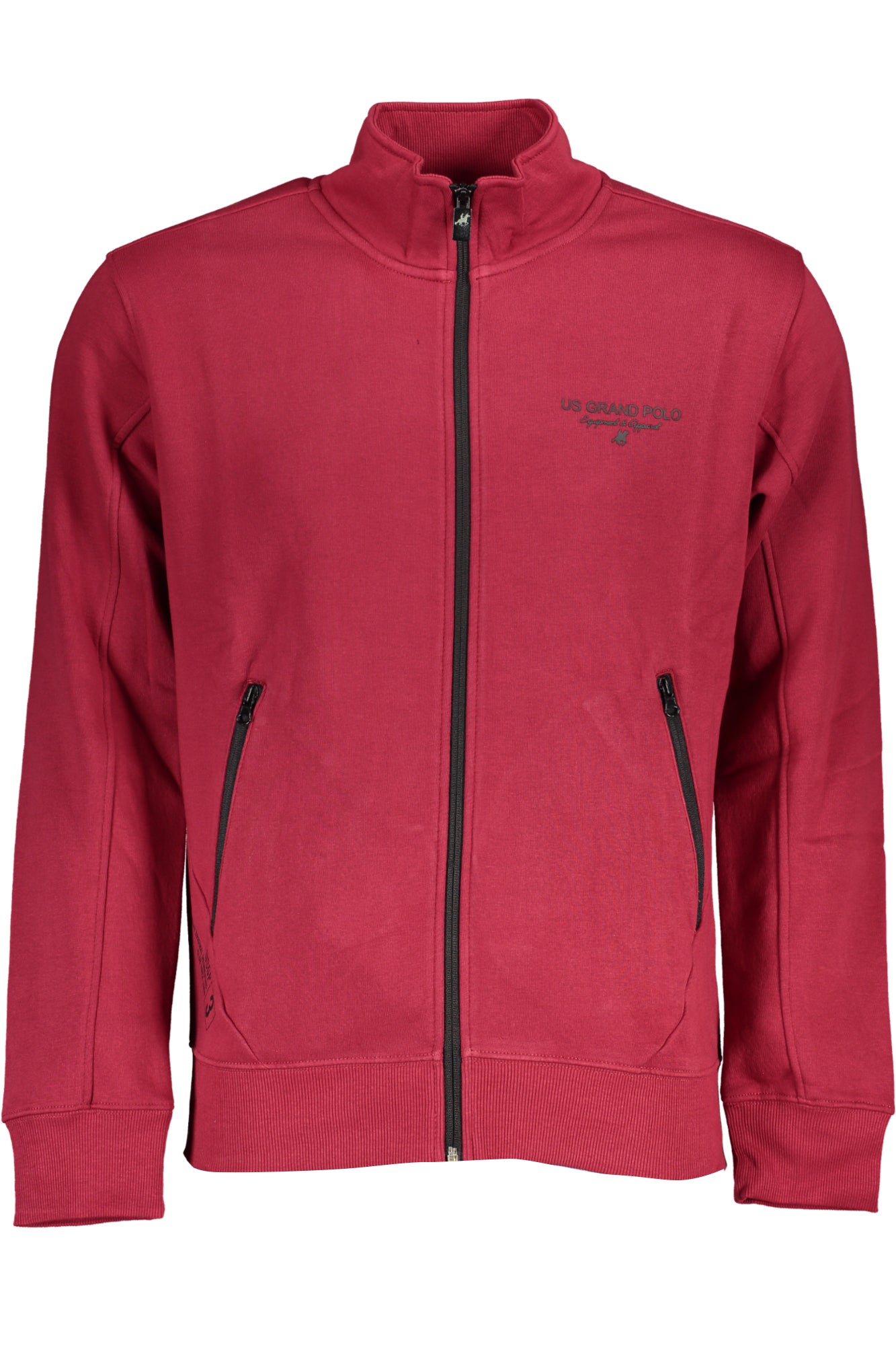 US GRAND Herren-Sweatshirt mit Reißverschluss, schwarz Rot