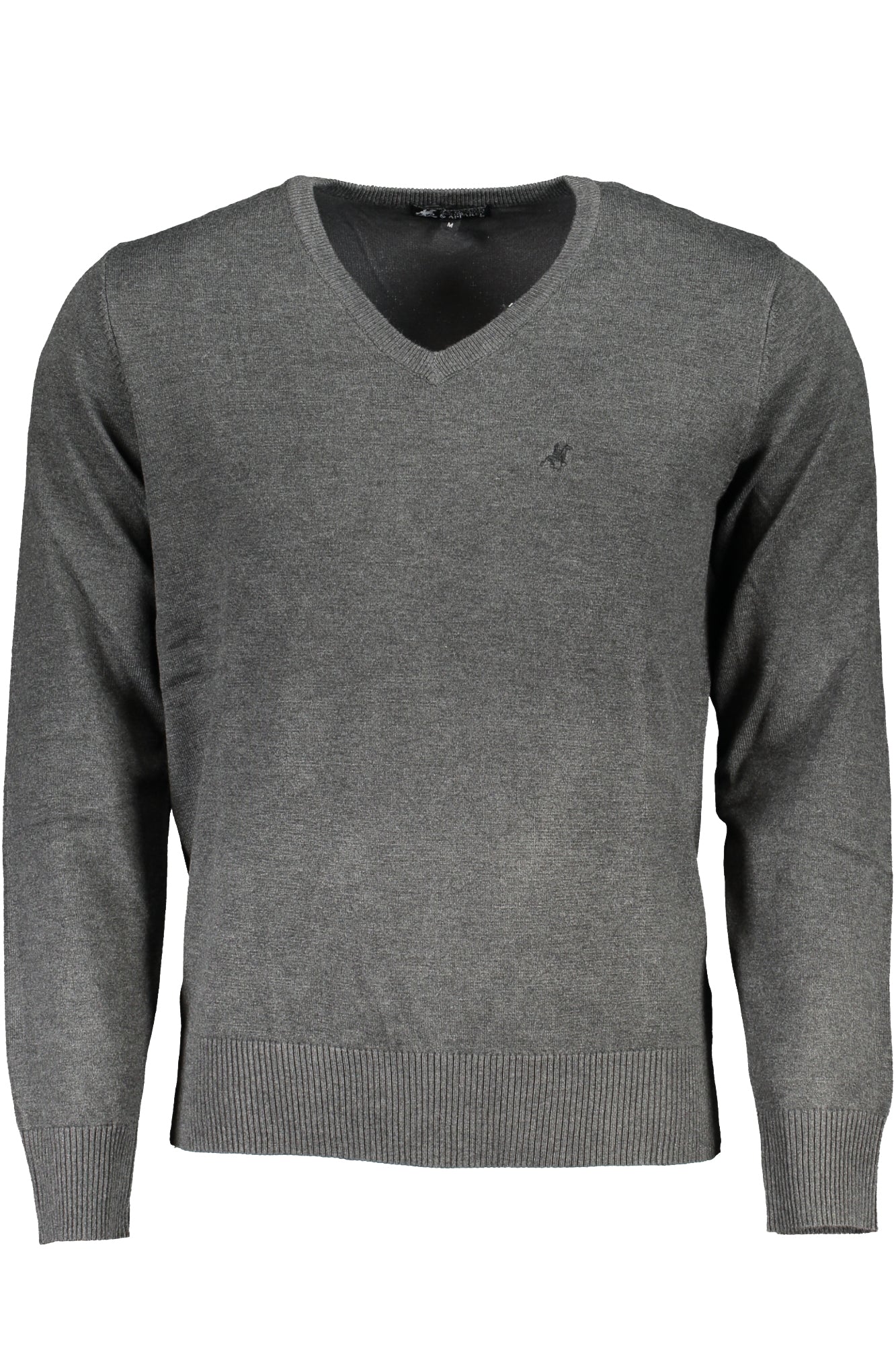 U.S. GRAND Herren Trikot Grau – Übergroßer V-Ausschnitt Pullover mit Logo-Stickerei Grau
