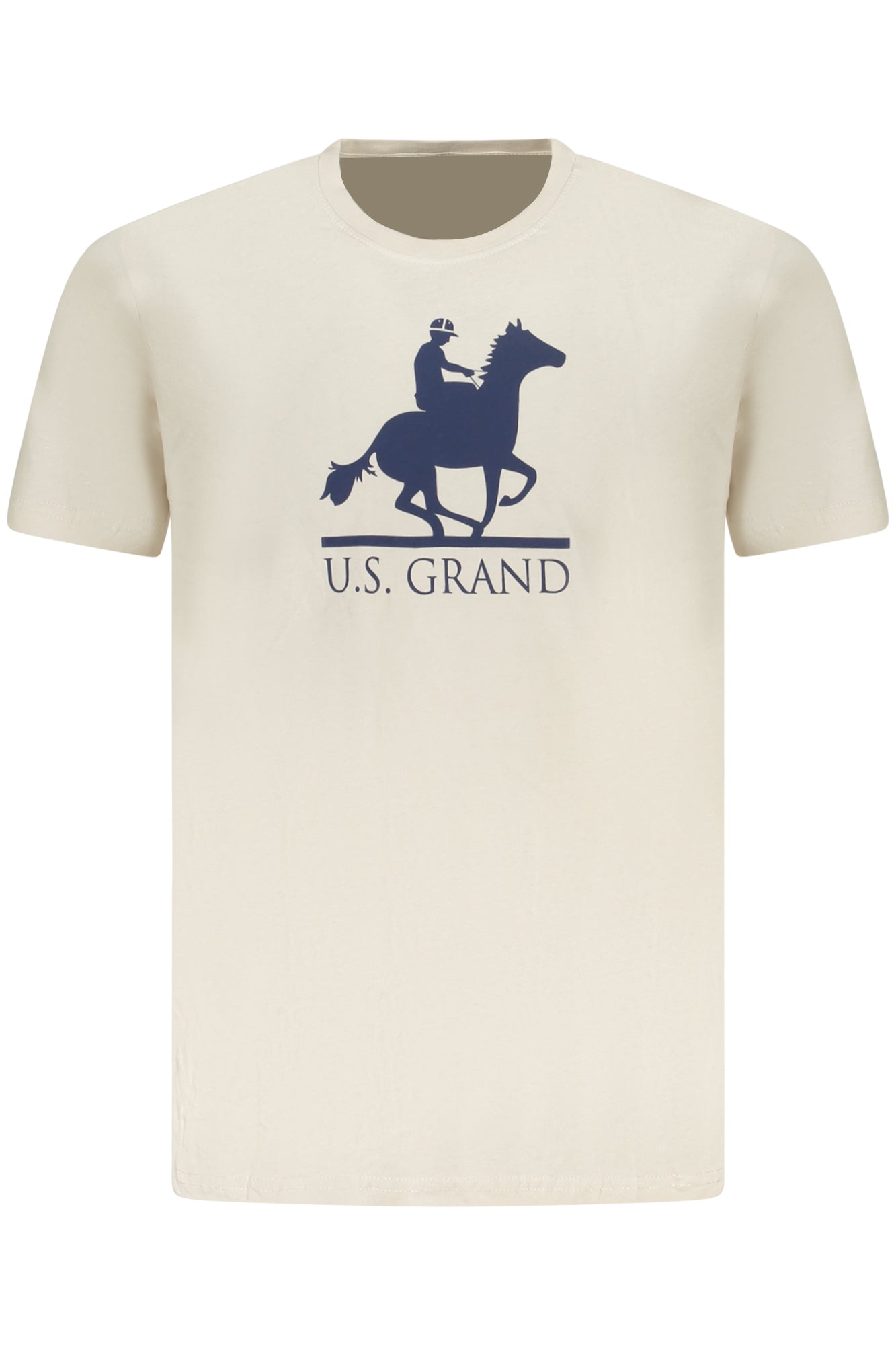 U.S. GRAND Herren T-Shirt weiß – Kurzarm Basic aus 100% Baumwolle Beige