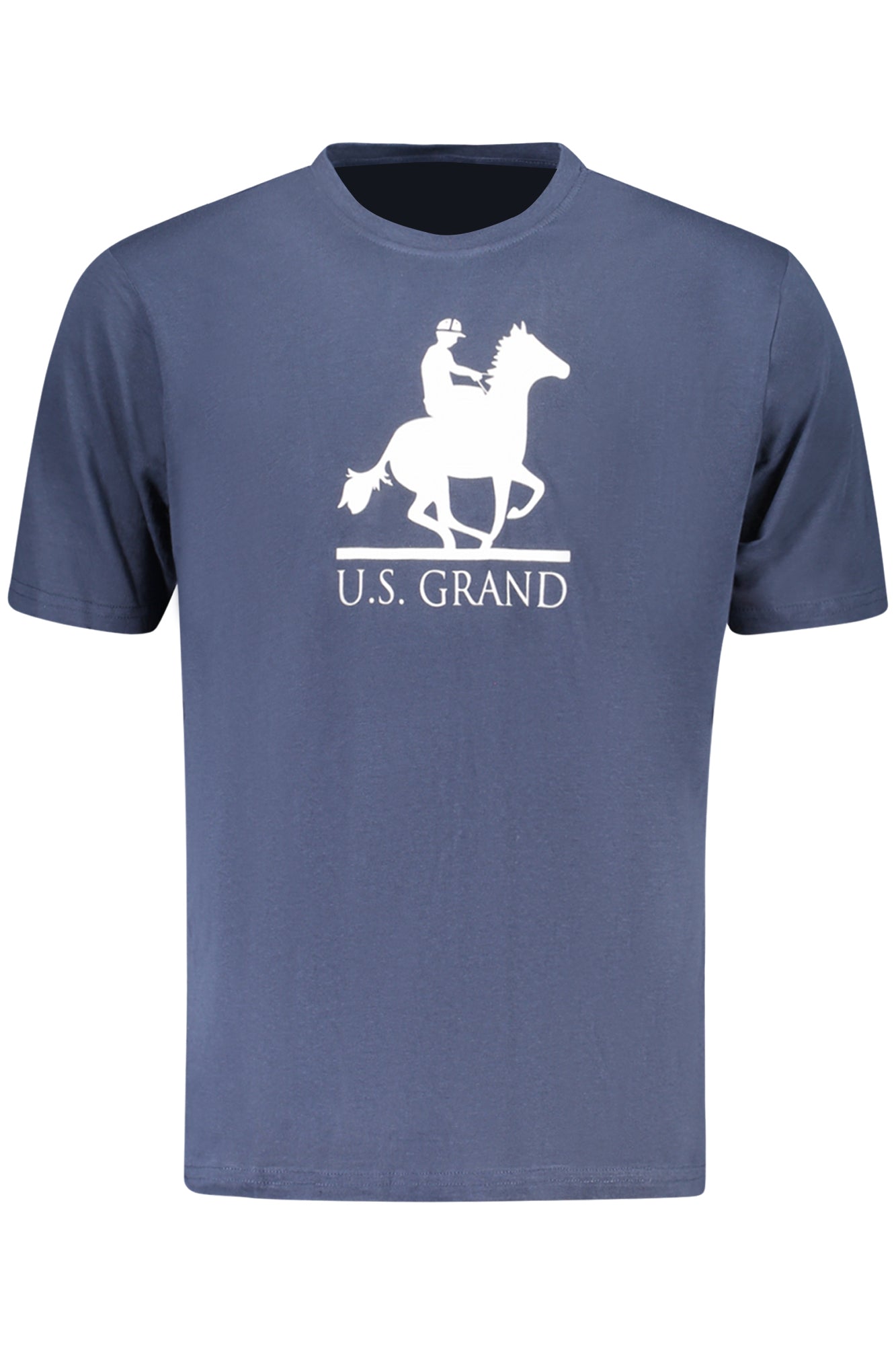 U.S. GRAND Herren T-Shirt weiß – Kurzarm Basic aus 100% Baumwolle Blau