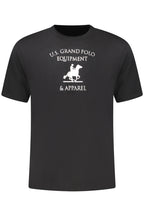 US GRAND Herren-T-Shirt, schwarz, kurzärmelig