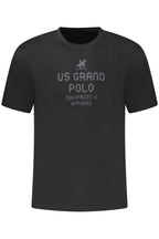 US GRAND Herren-T-Shirt, schwarz, kurzärmelig