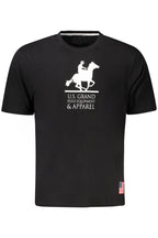 US GRAND Herren-T-Shirt, schwarz, kurzärmelig