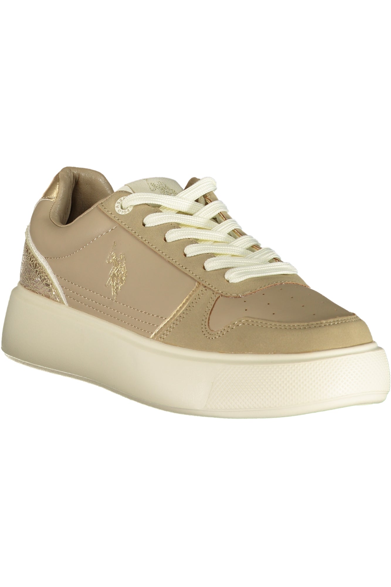 U.S. POLO ASSN. Damen Sneaker – Sportschuh mit Schnürsenkeln Beige