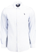 US POLO SHIRT LANGARM HERREN HELLBLAU