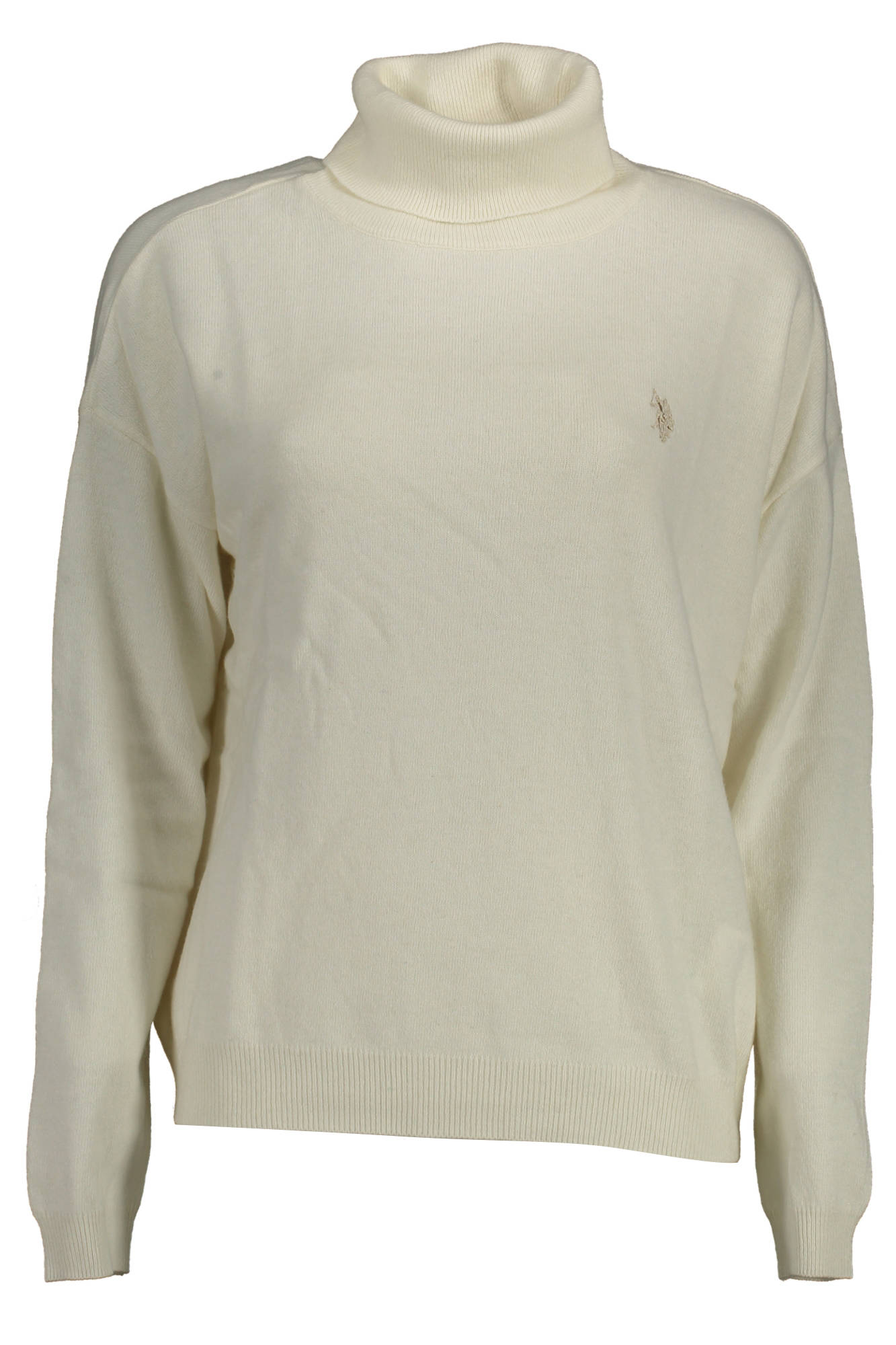 U.S. POLO Rollkragen-Poloshirt Damen – Beige aus Wolle & Kaschmir für Herbst/Winter Weiß
