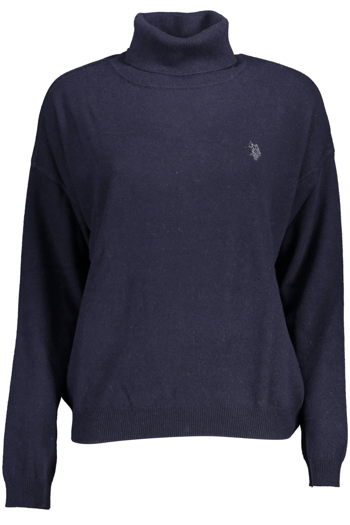 U.S. POLO Rollkragen-Poloshirt Damen – Beige aus Wolle & Kaschmir für Herbst/Winter Blau